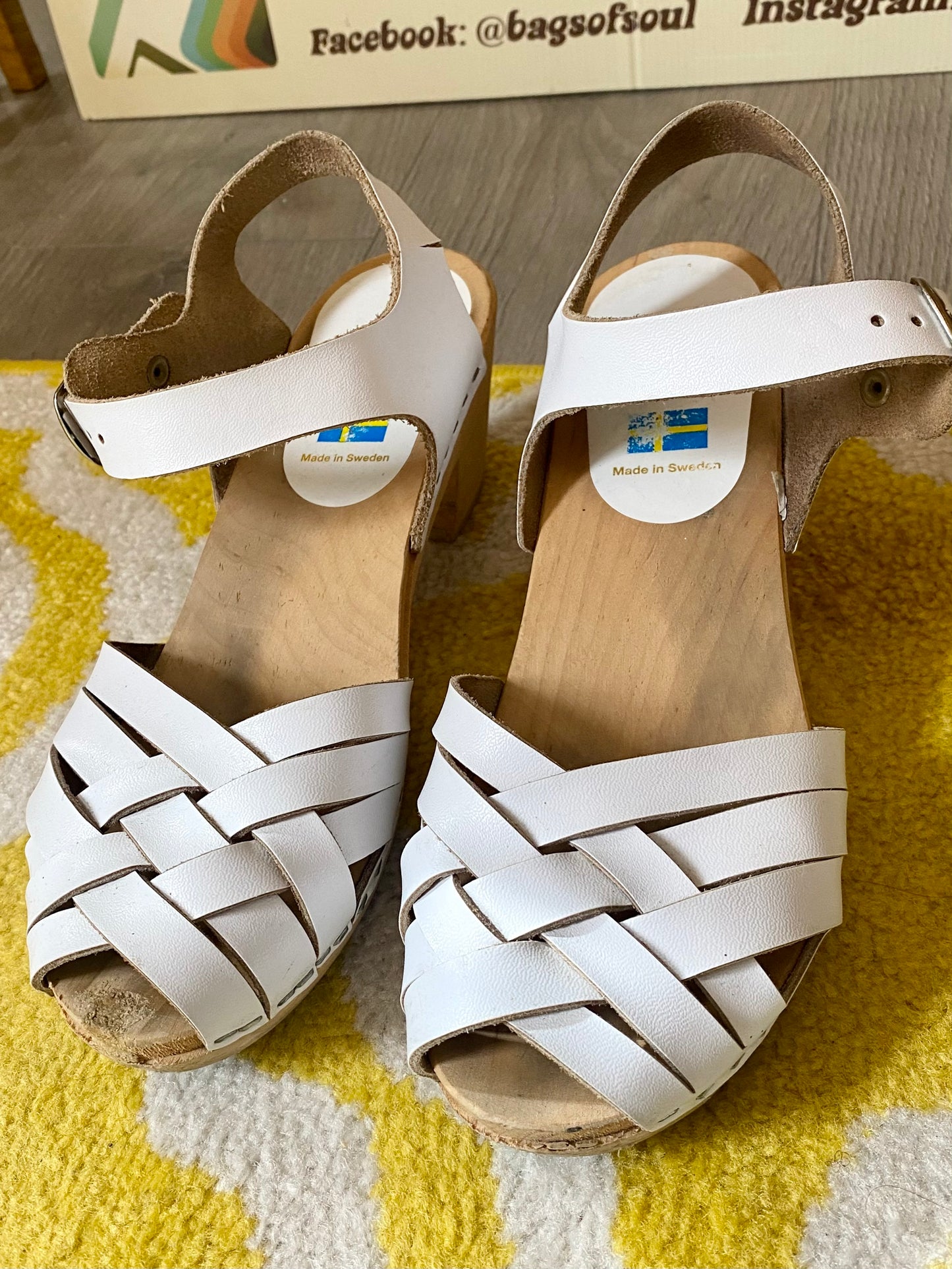 White Moheda Wooden Sandals (UK 6, EU 39)