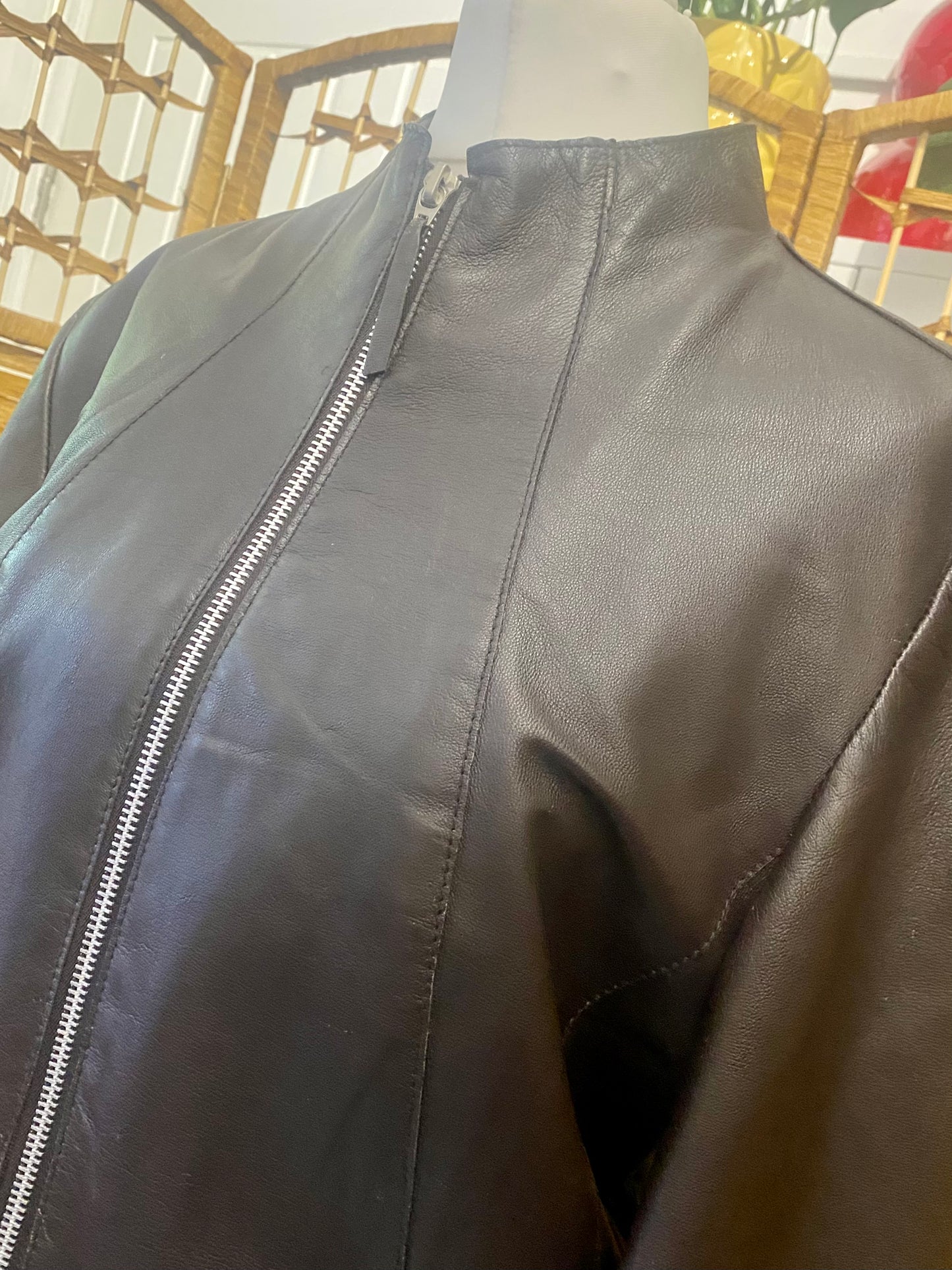 60s Dark Brown Leather Jacket (UK 12)