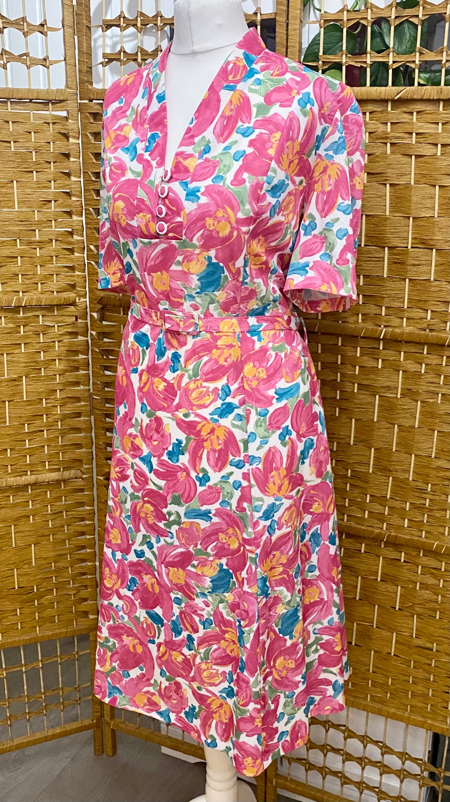 1980s Floral Tea Dress (UK 14)