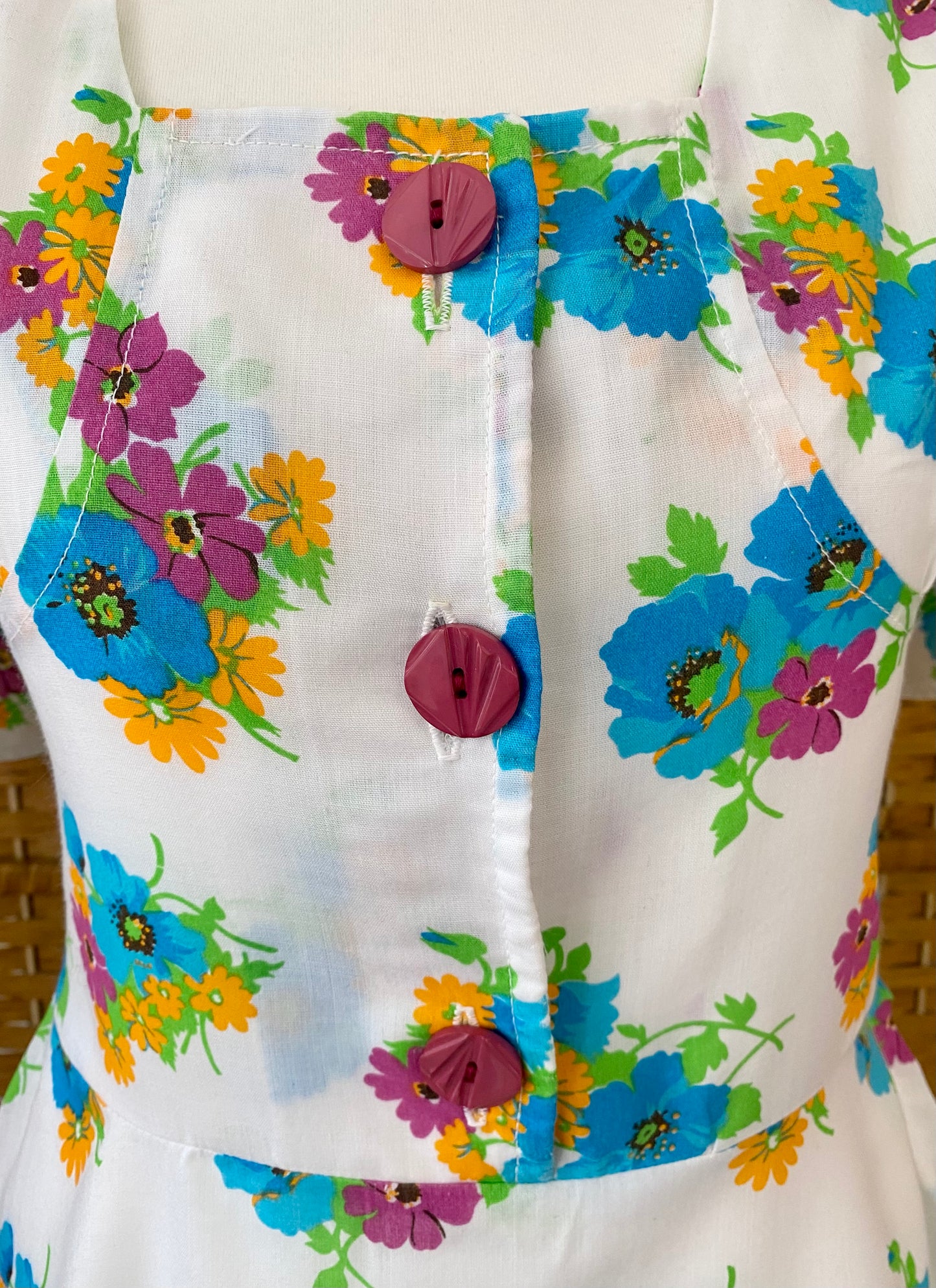 1970s Floral Mini Dress (UK 10)