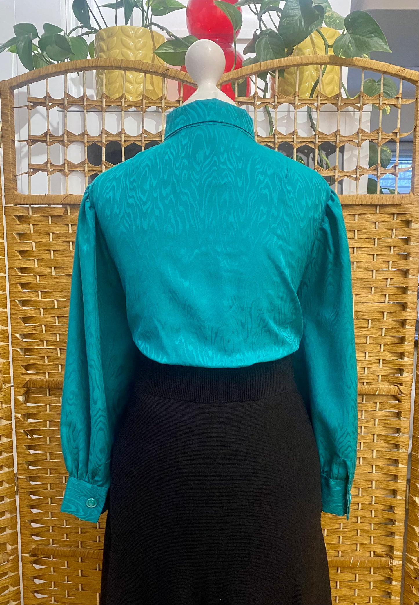 1970s Green Shimmer Blouse (UK 16)