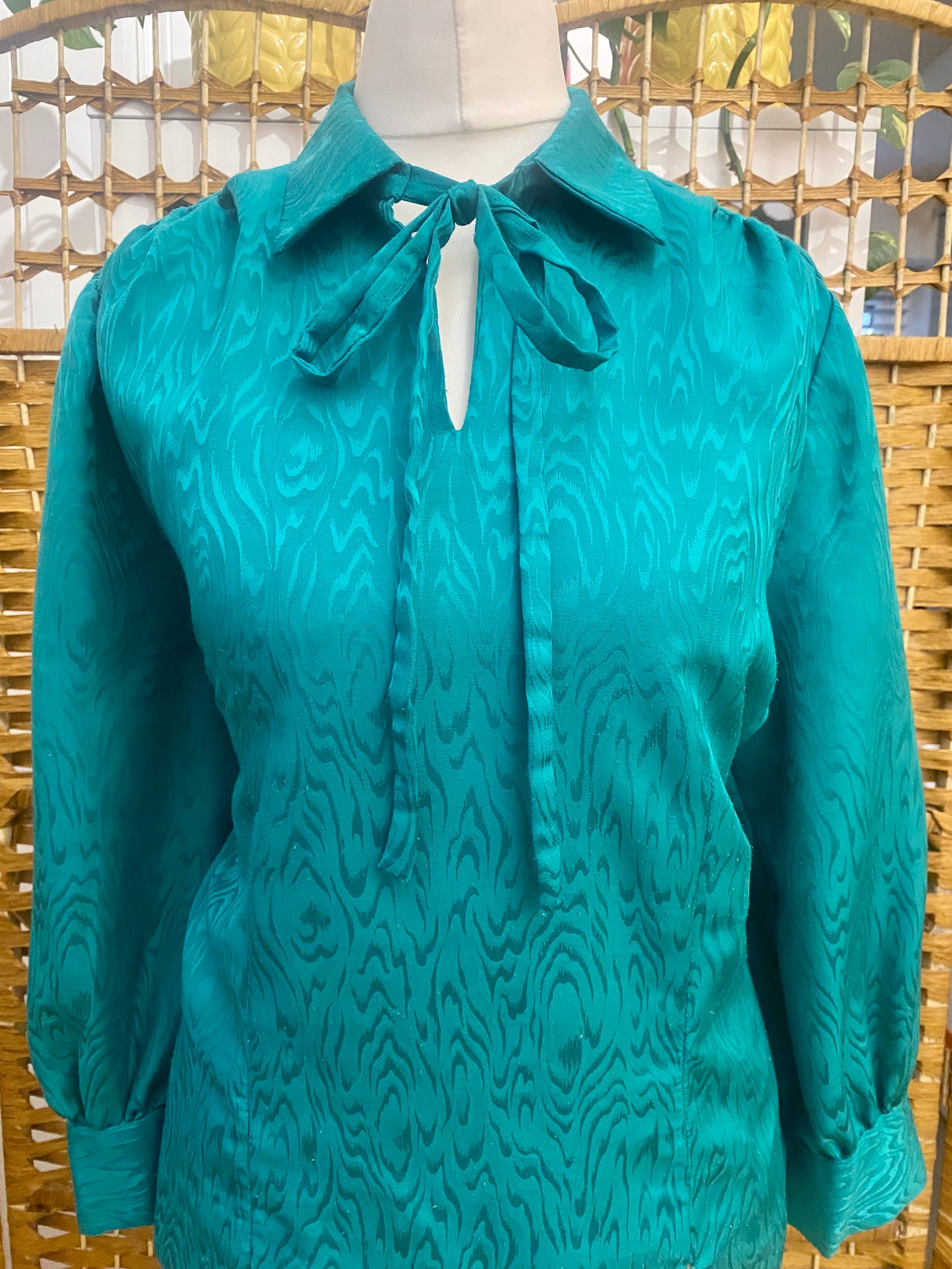 1970s Green Shimmer Blouse (UK 16)