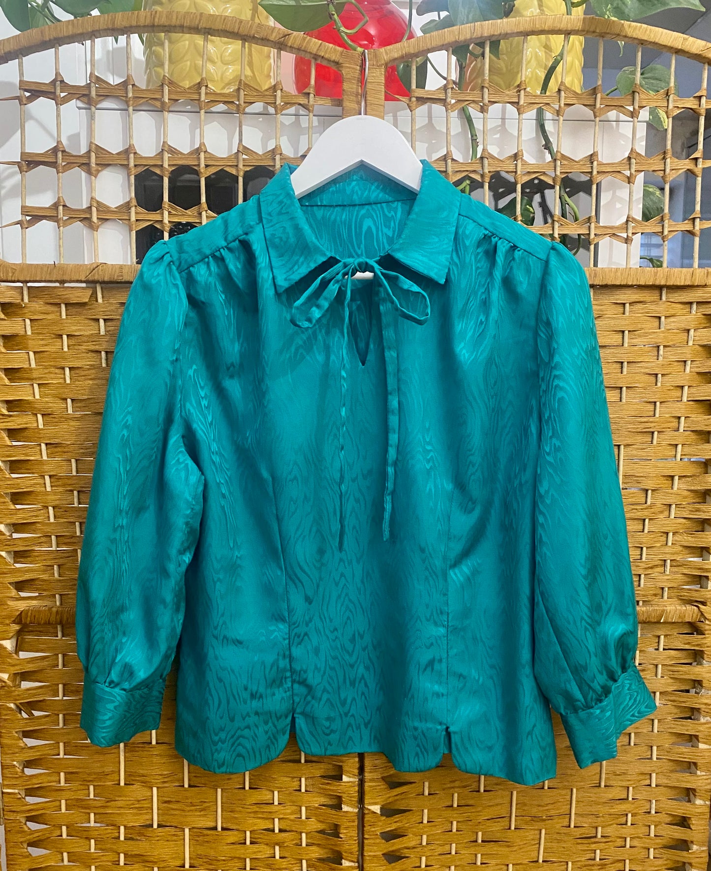 1970s Green Shimmer Blouse (UK 16)