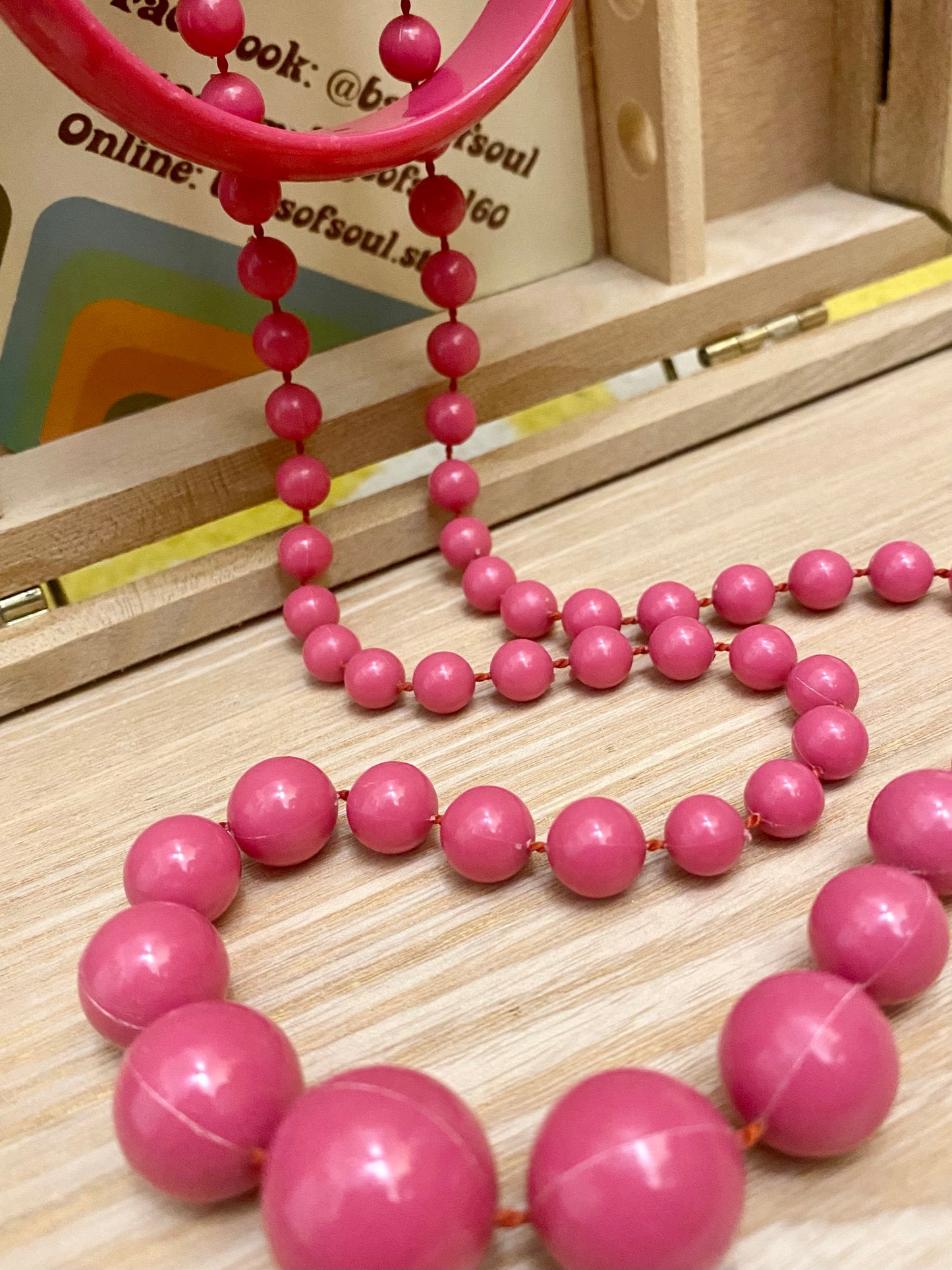 1980s Pink Beads and Bangle Set