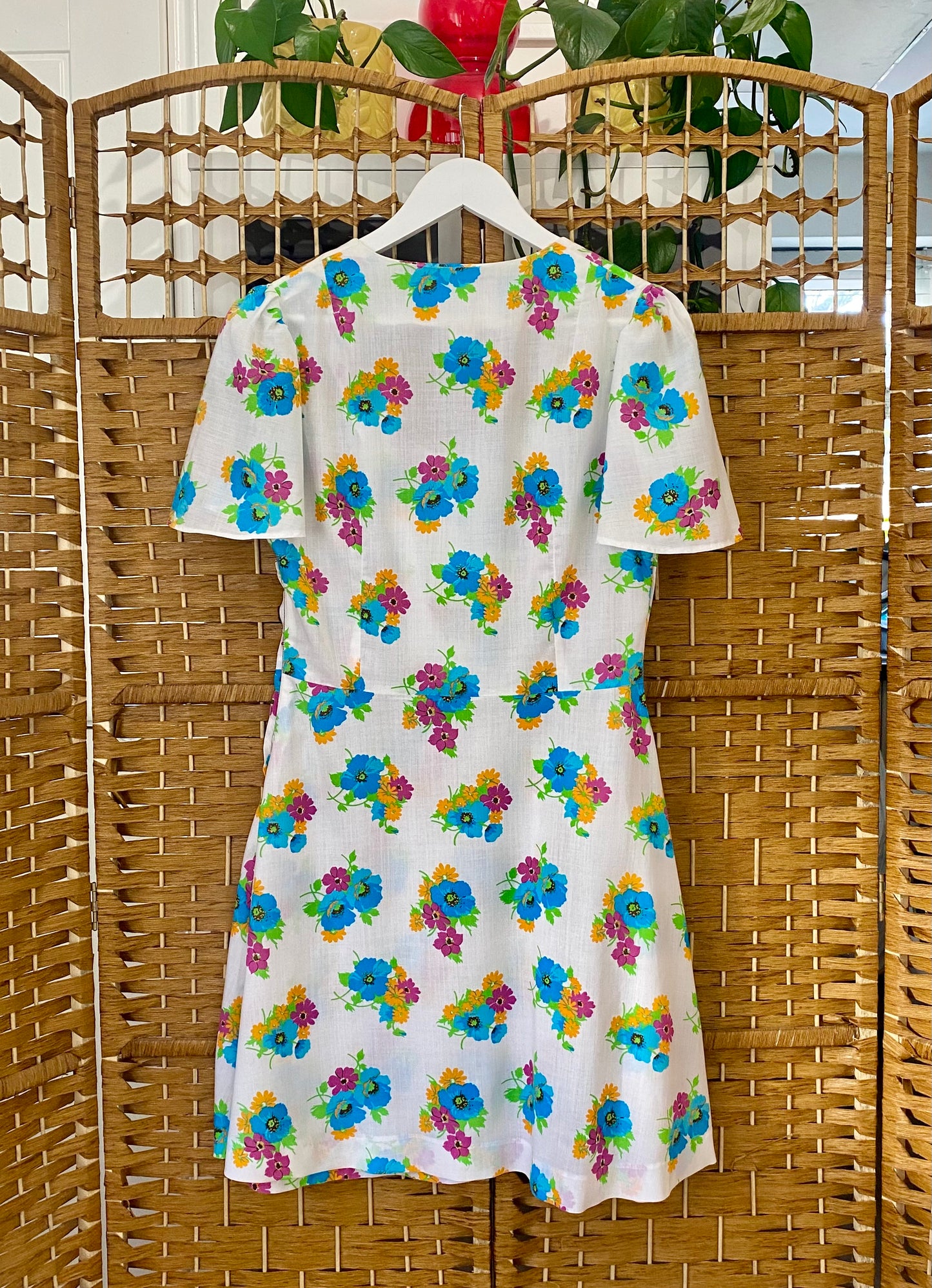 1970s Floral Mini Dress (UK 10)