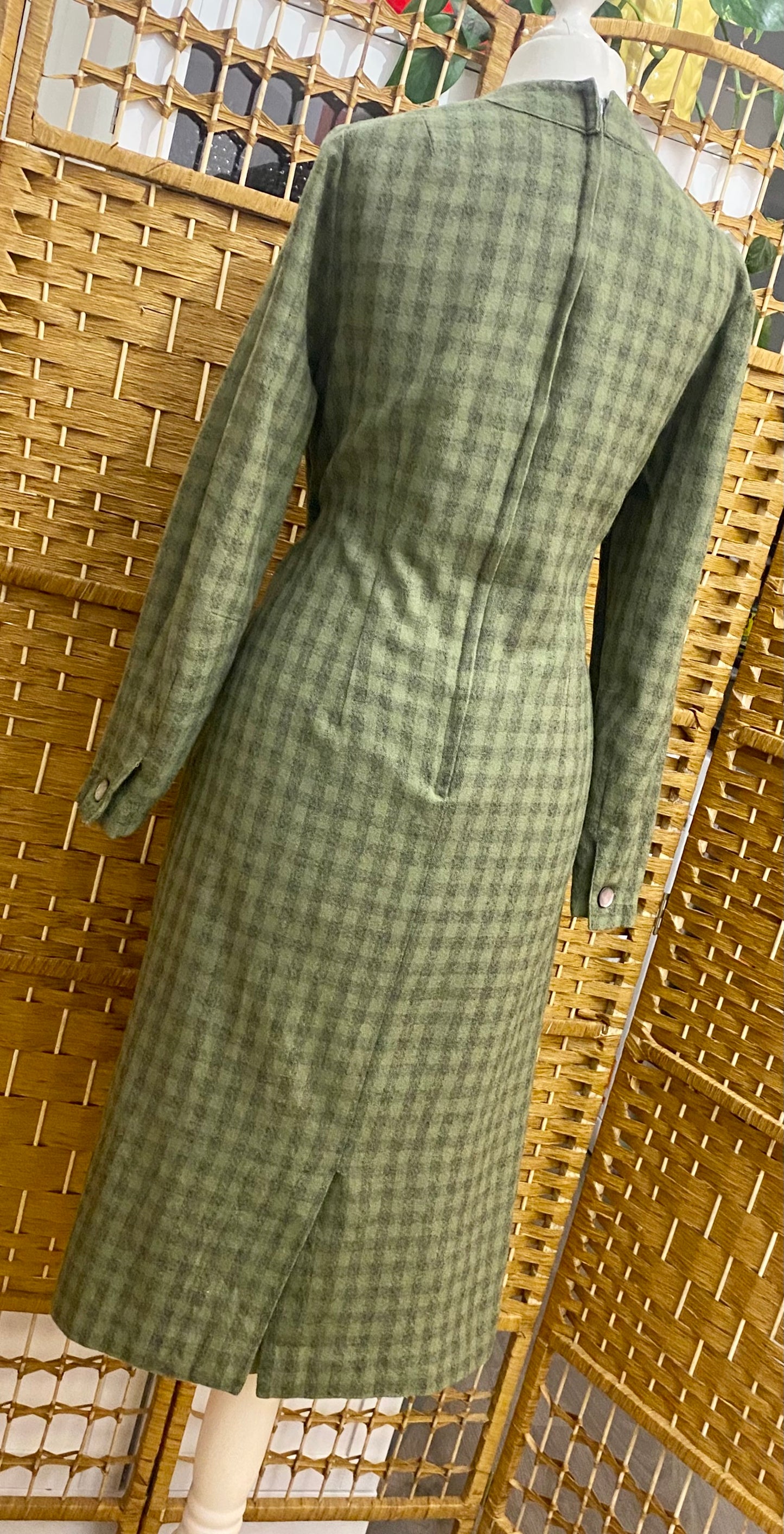 Green Check Wool Dress (UK 12)