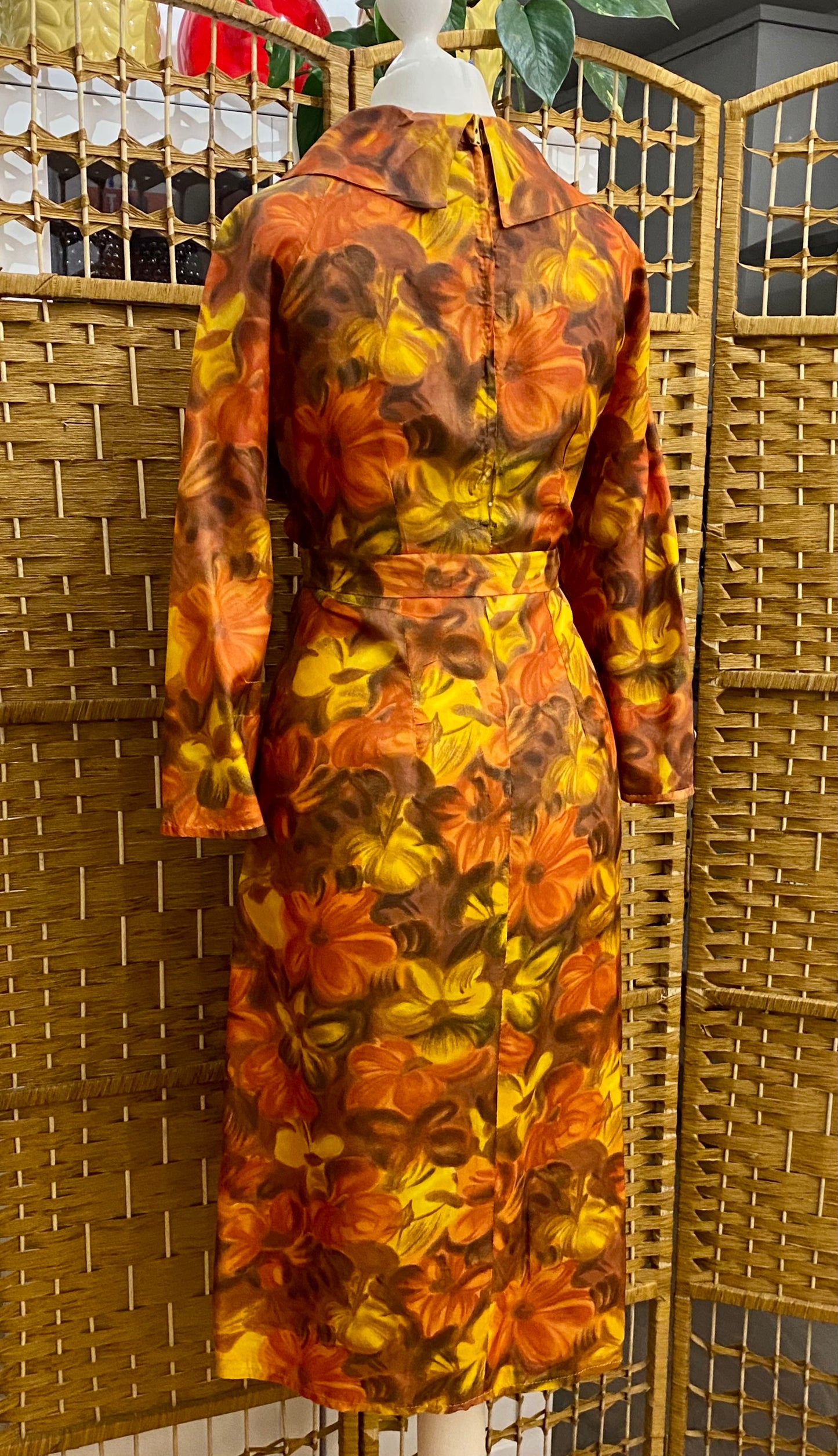 1960s Floral Print Midi-Dress (UK 14)