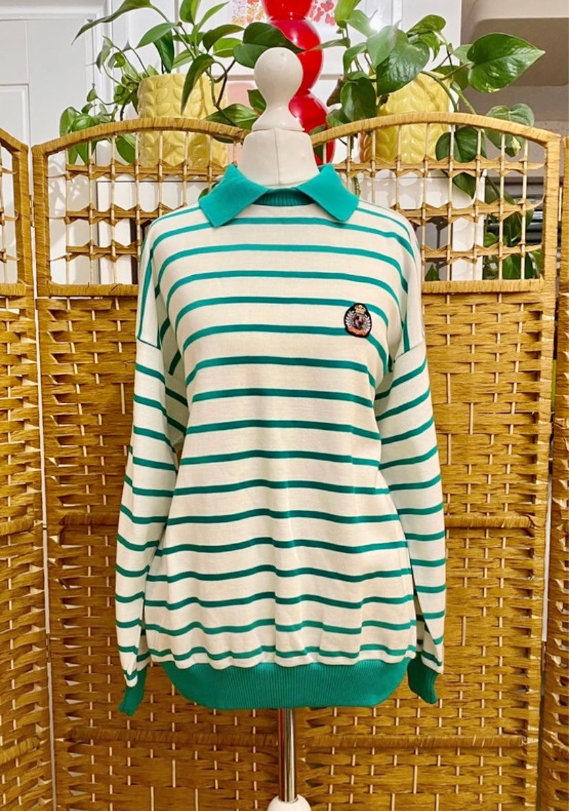 1980s Canada by C & A Striped Sweatshirt (UK 16)