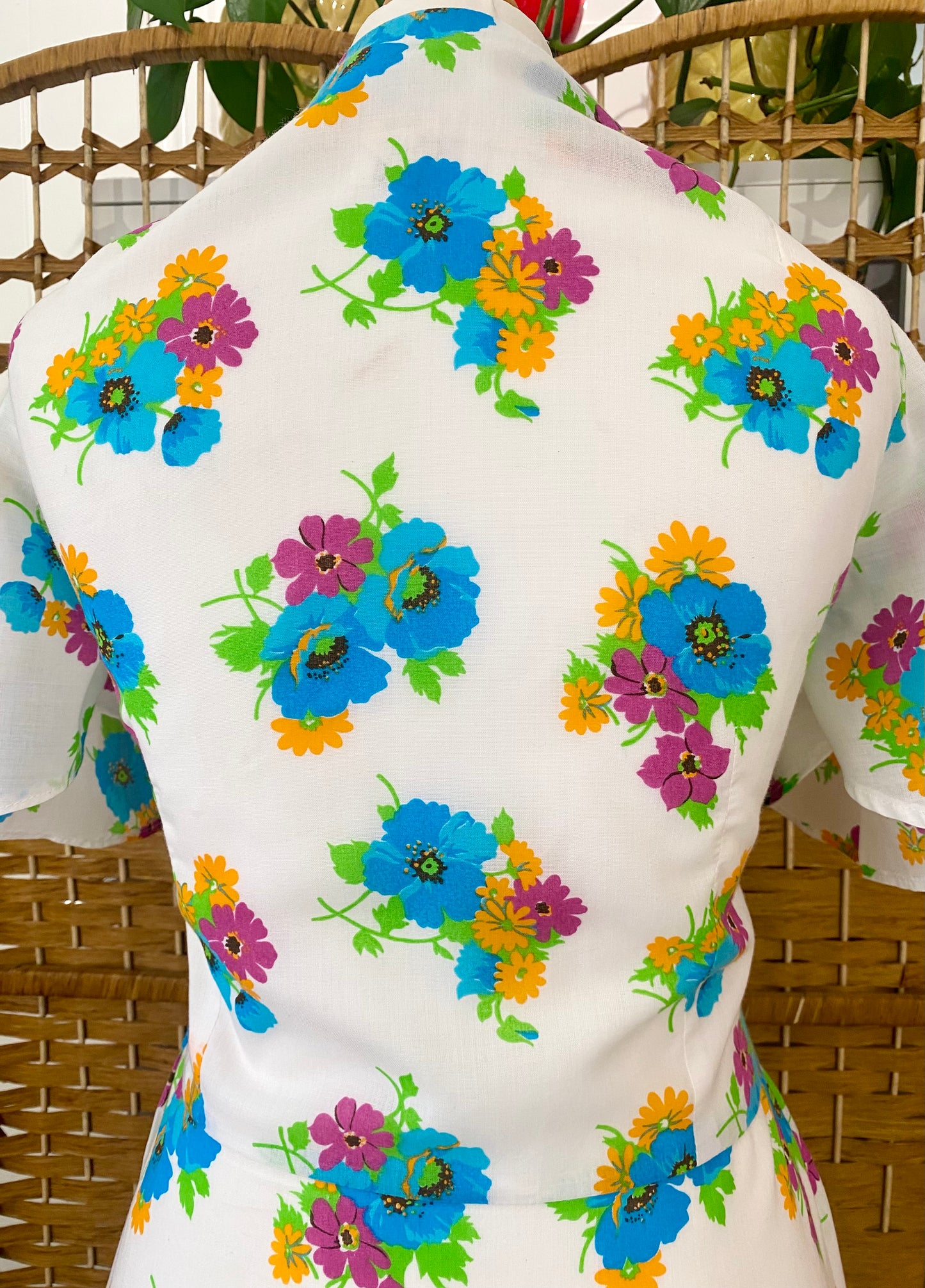 1970s Floral Mini Dress (UK 10)