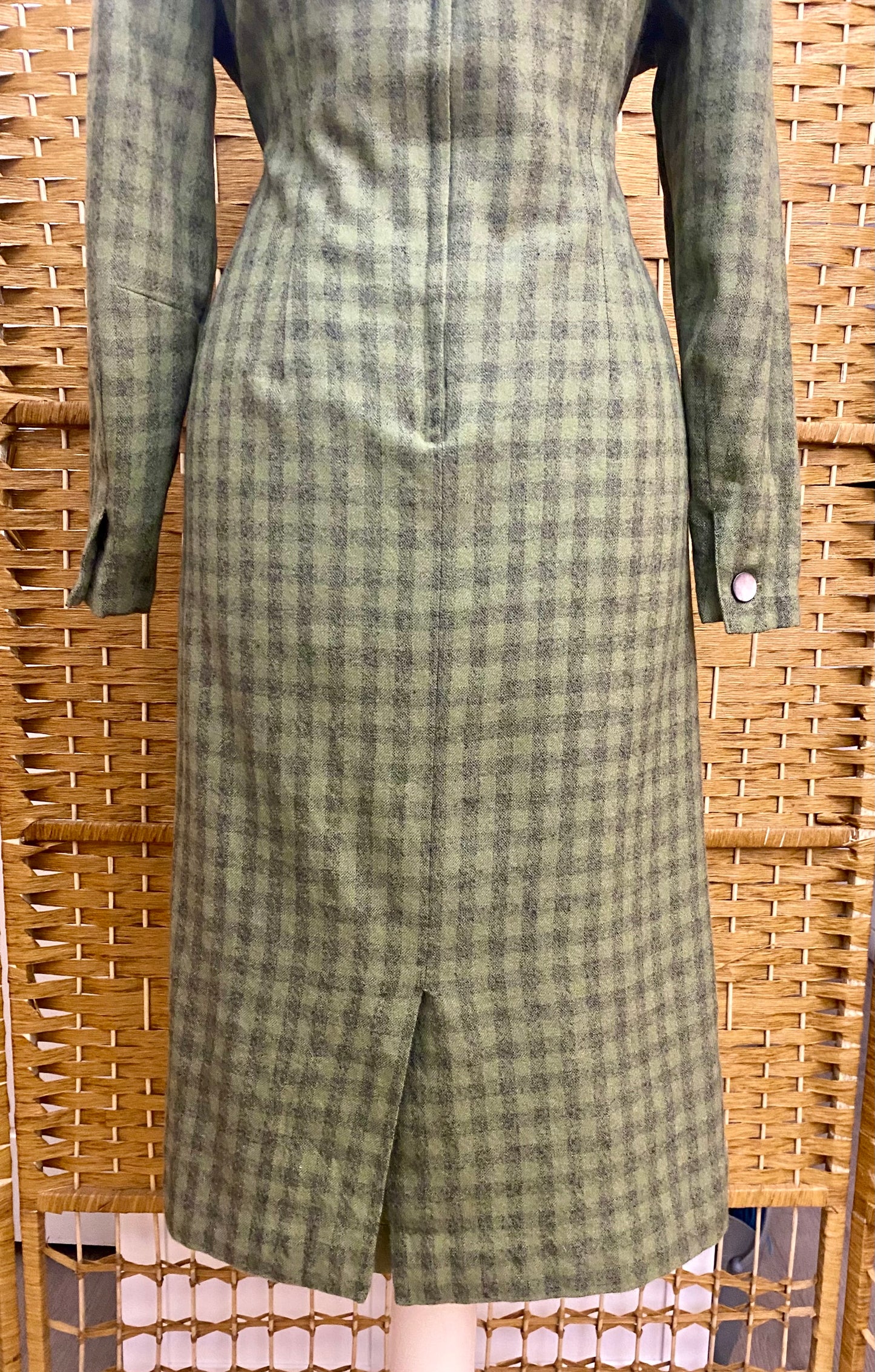 Green Check Wool Dress (UK 12)