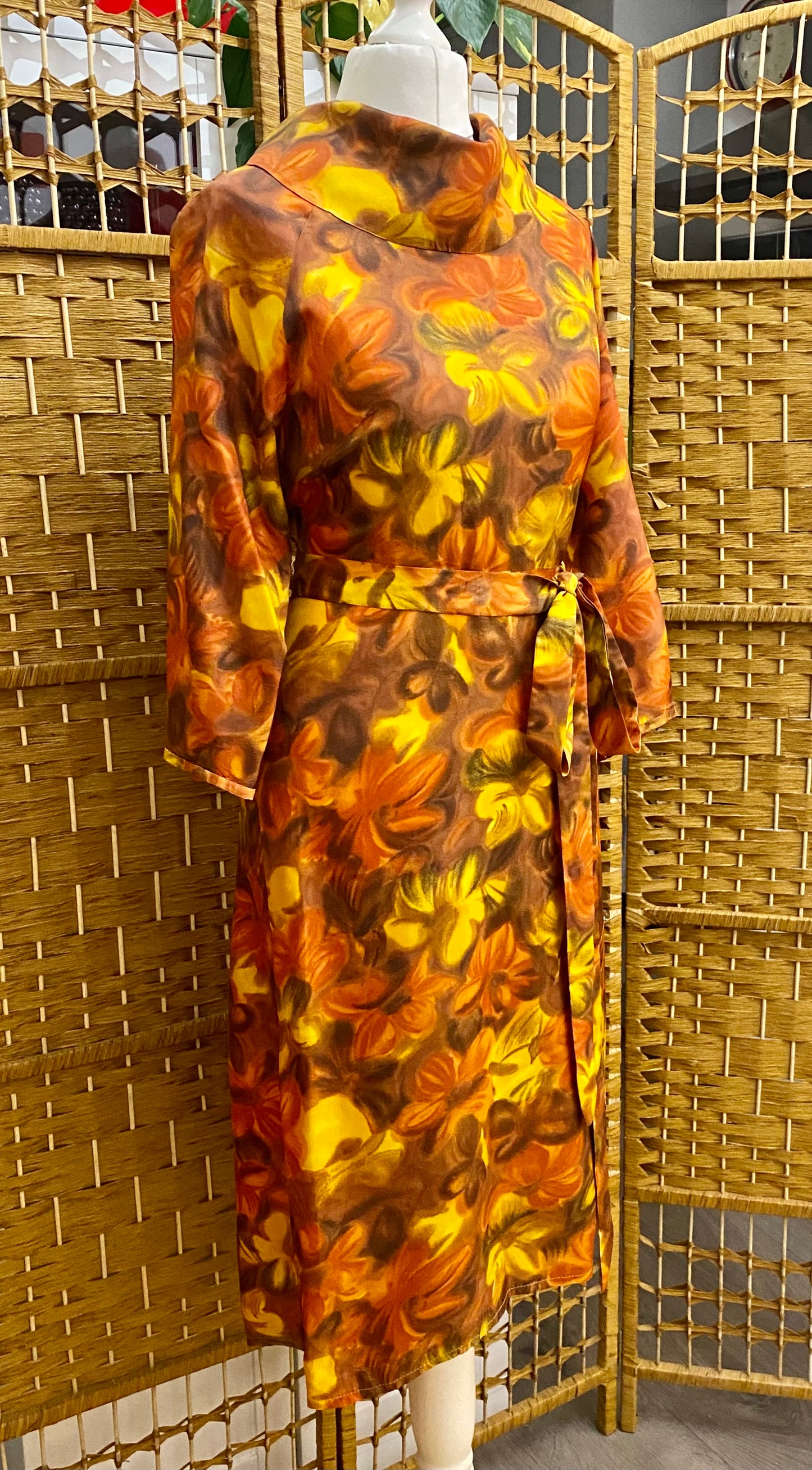 1960s Floral Print Midi-Dress (UK 14)