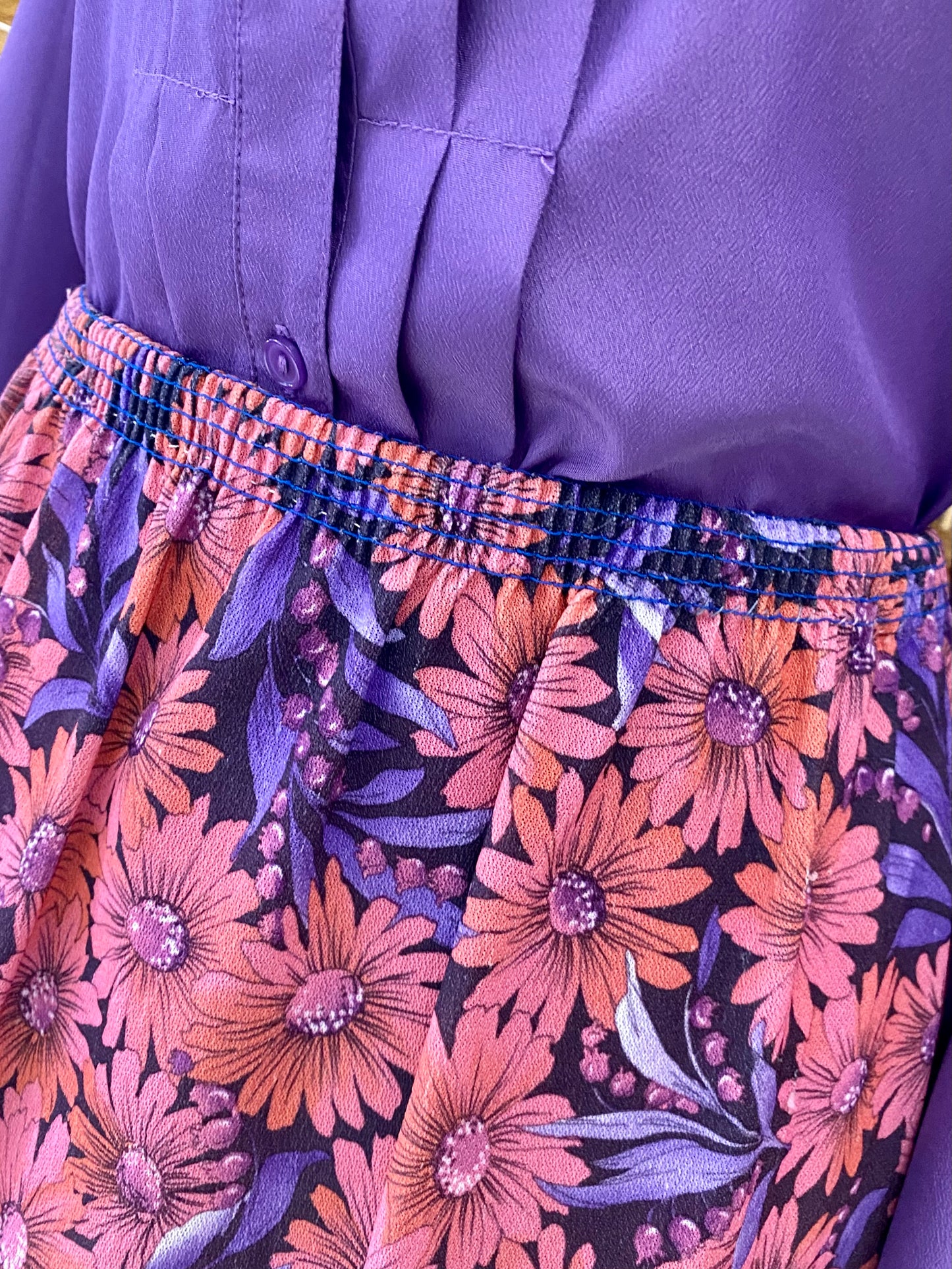 Pink/Purple Floral Midi-Skirt (UK 12-20)