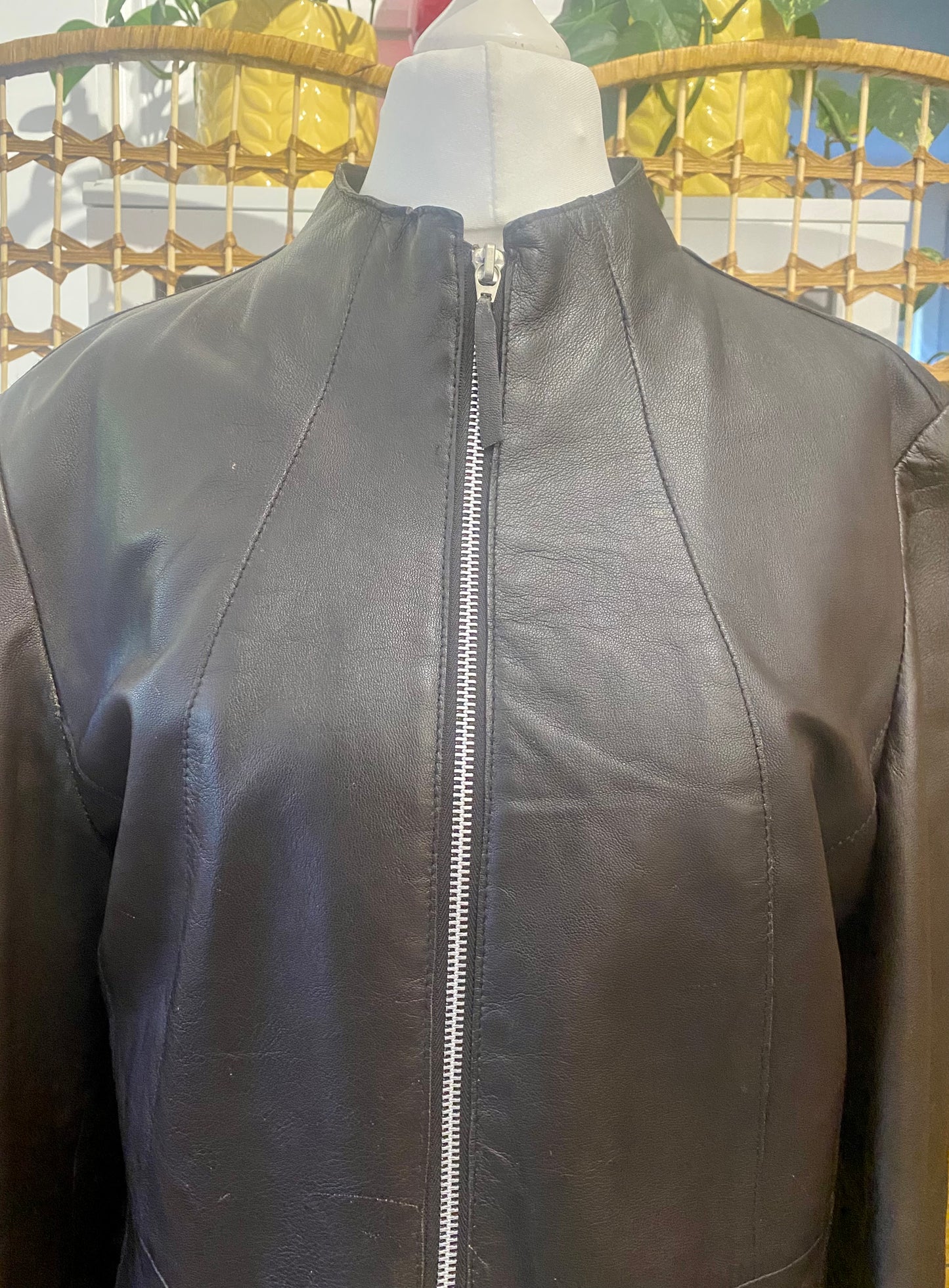 60s Dark Brown Leather Jacket (UK 12)