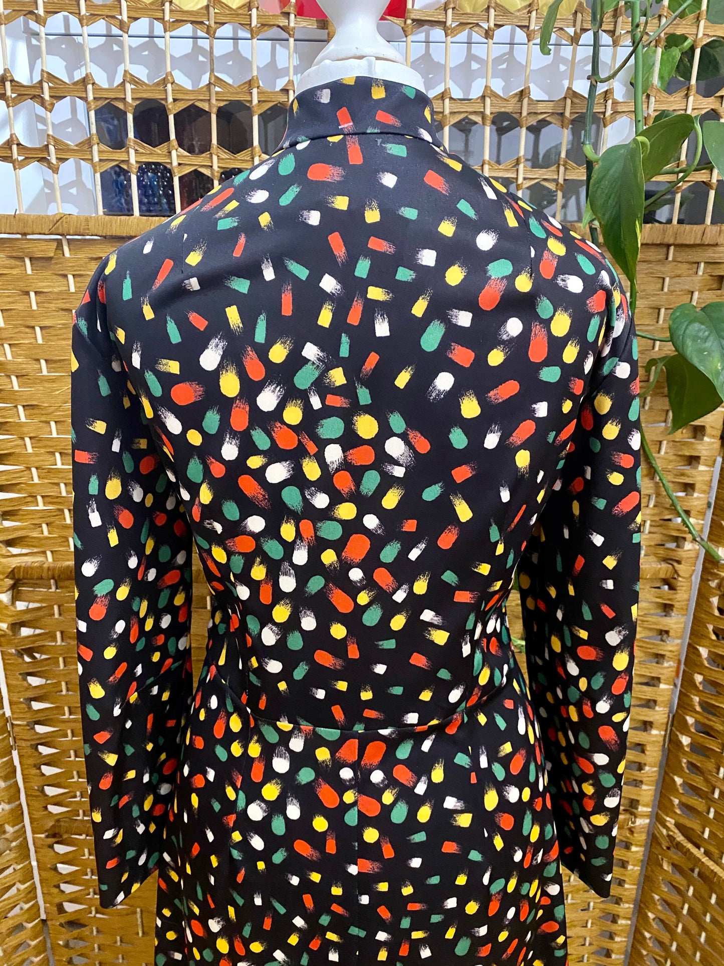 1970s Geometric Print Midi-Dress (UK 12)