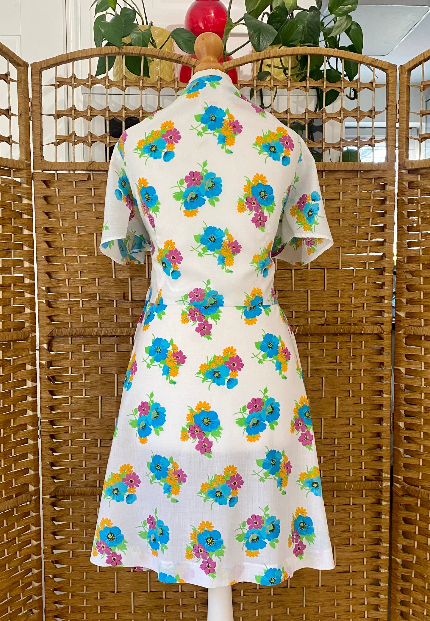 1970s Floral Mini Dress (UK 10)