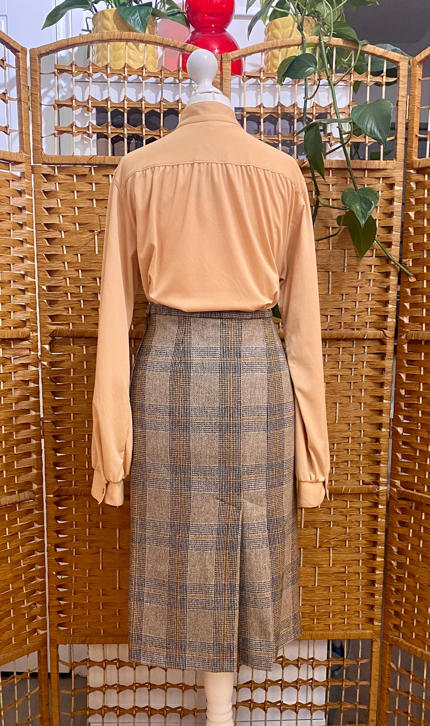 Check Wool Midi-Skirt (UK 12)