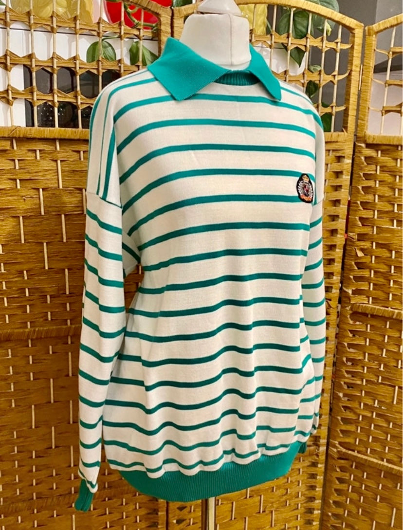 1980s Canada by C & A Striped Sweatshirt (UK 16)