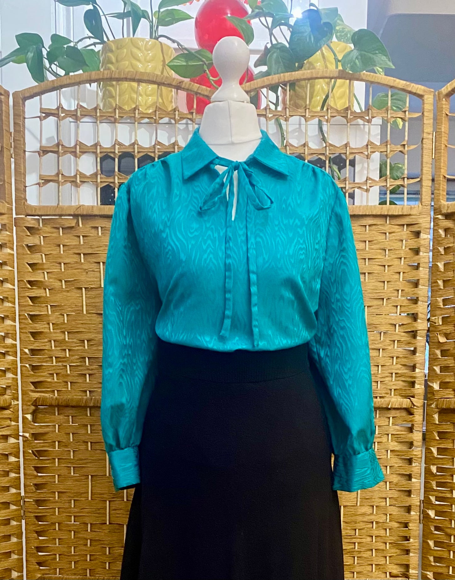 1970s Green Shimmer Blouse (UK 16)