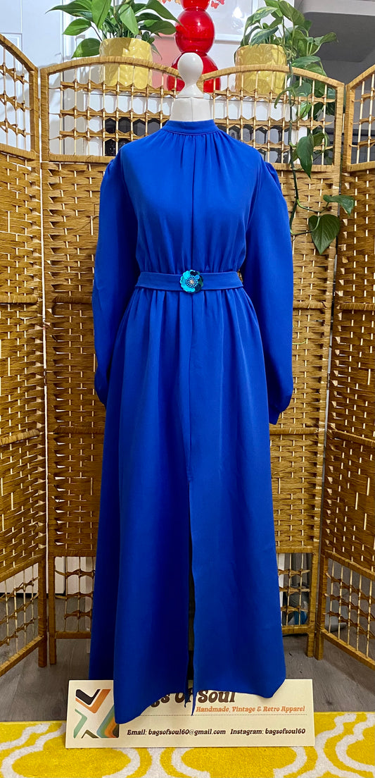 1970s Royal Blue Maxi-Dress (UK 12)