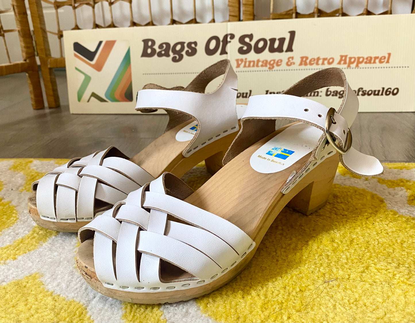 White Moheda Wooden Sandals (UK 6, EU 39)