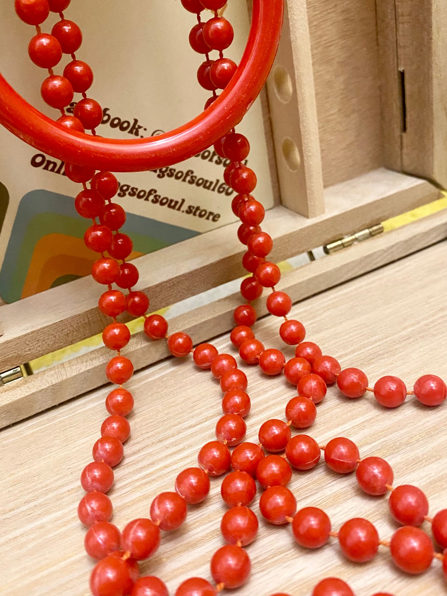 1980s Red Beads and Bangle set