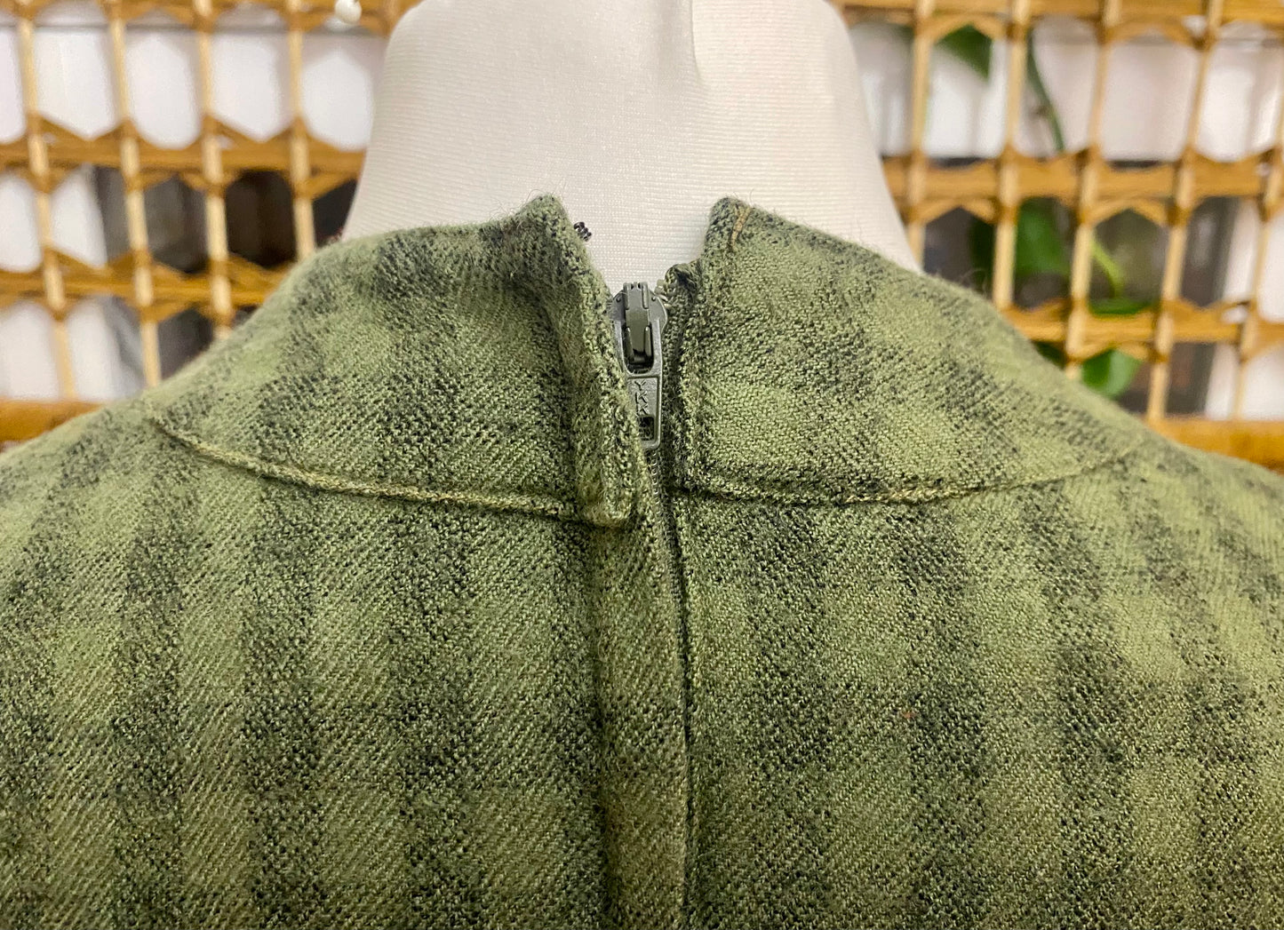 Green Check Wool Dress (UK 12)