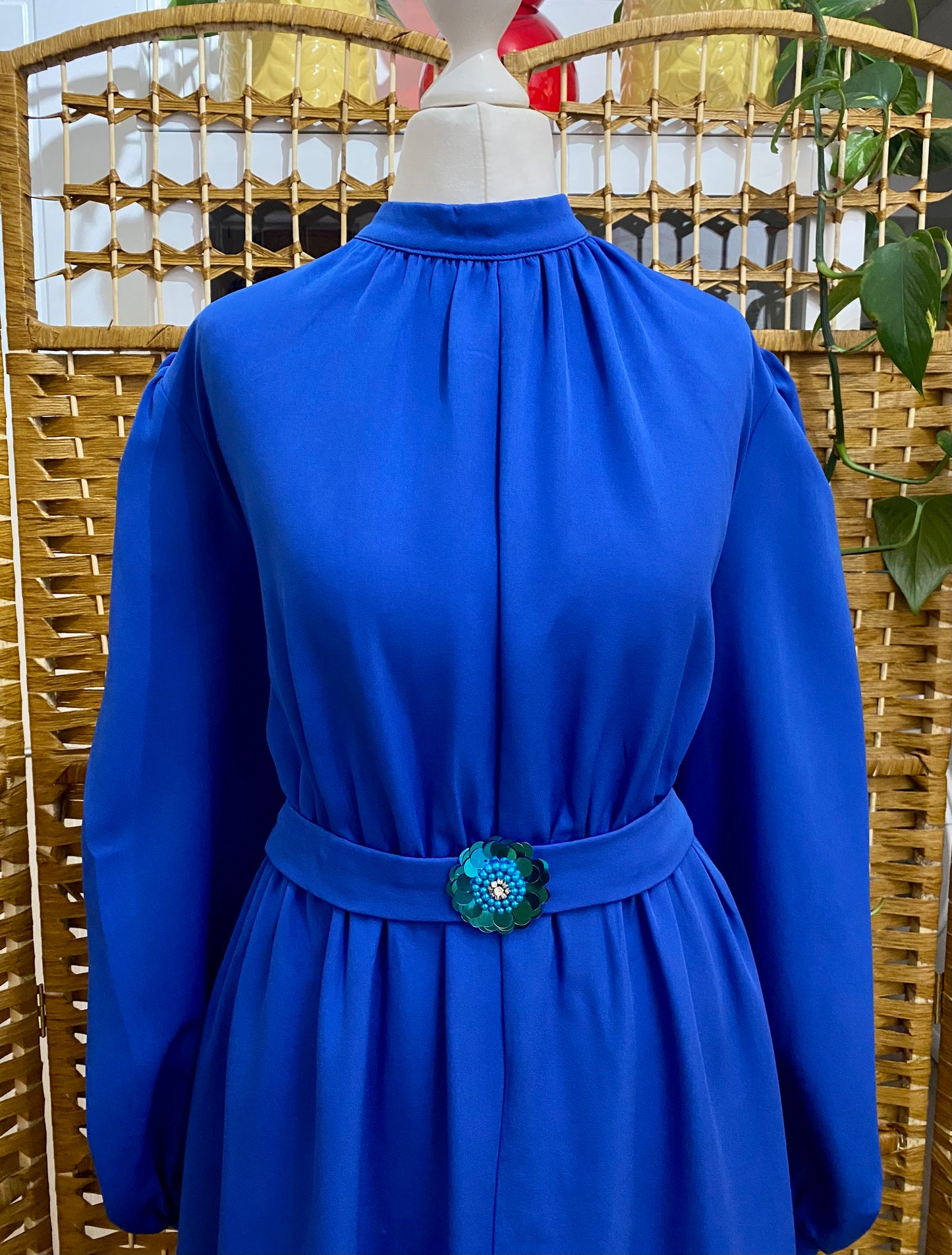 1970s Royal Blue Maxi-Dress (UK 12)