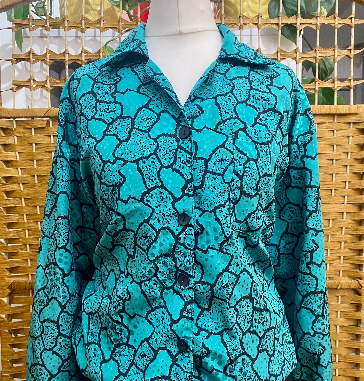 1980s Geometric Print Top (UK 18)