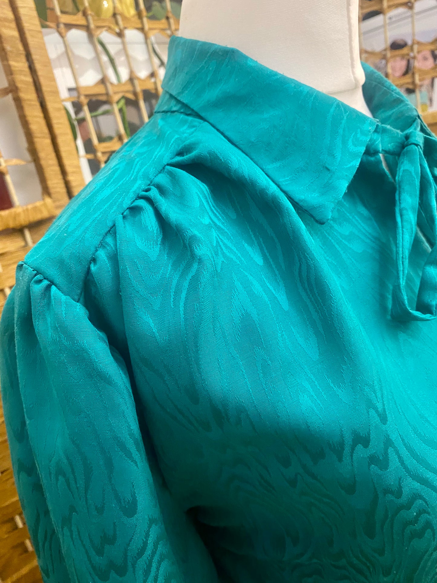 1970s Green Shimmer Blouse (UK 16)