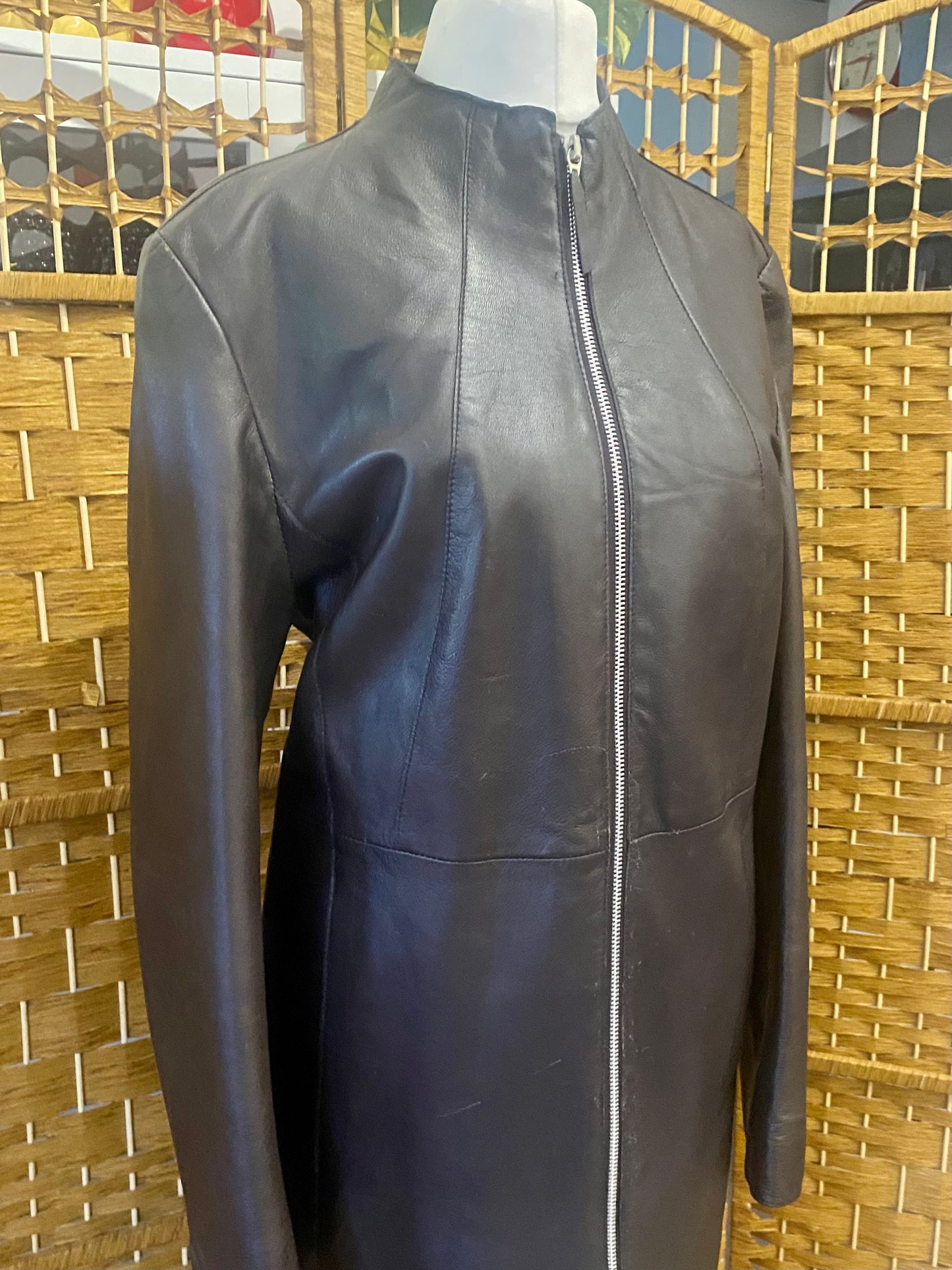 60s Dark Brown Leather Jacket (UK 12)