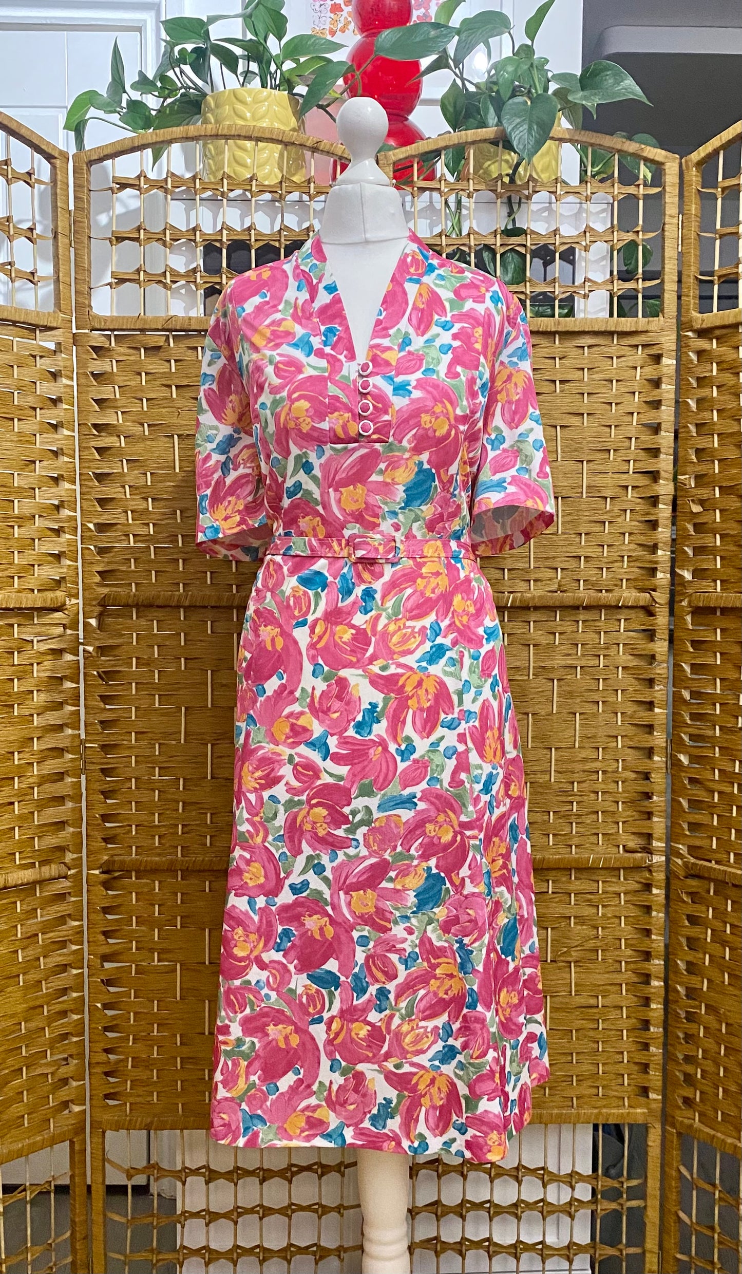 1980s Floral Tea Dress (UK 14)