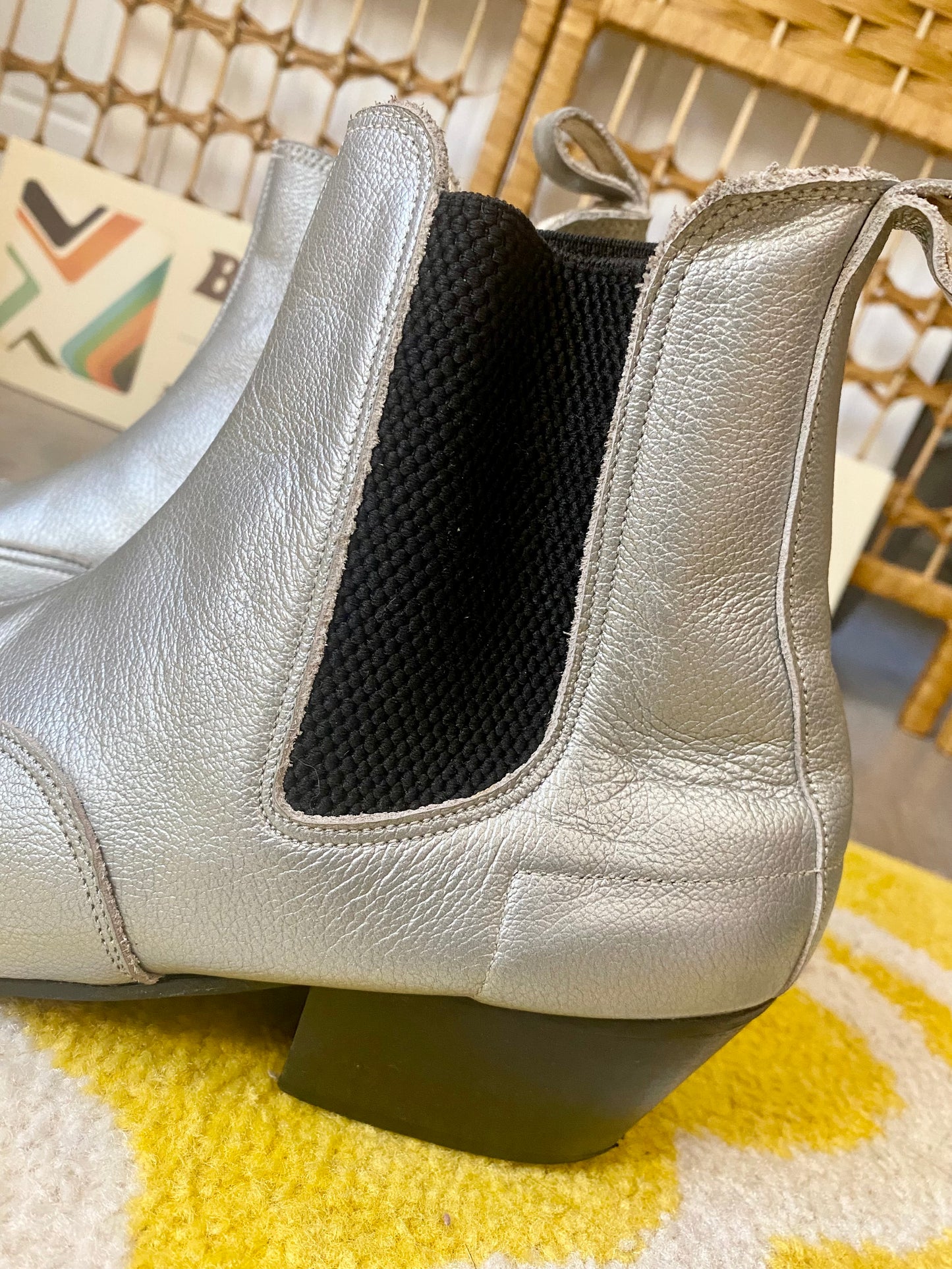 Silver Cuban Heeled Chelsea Boots (UK 6)