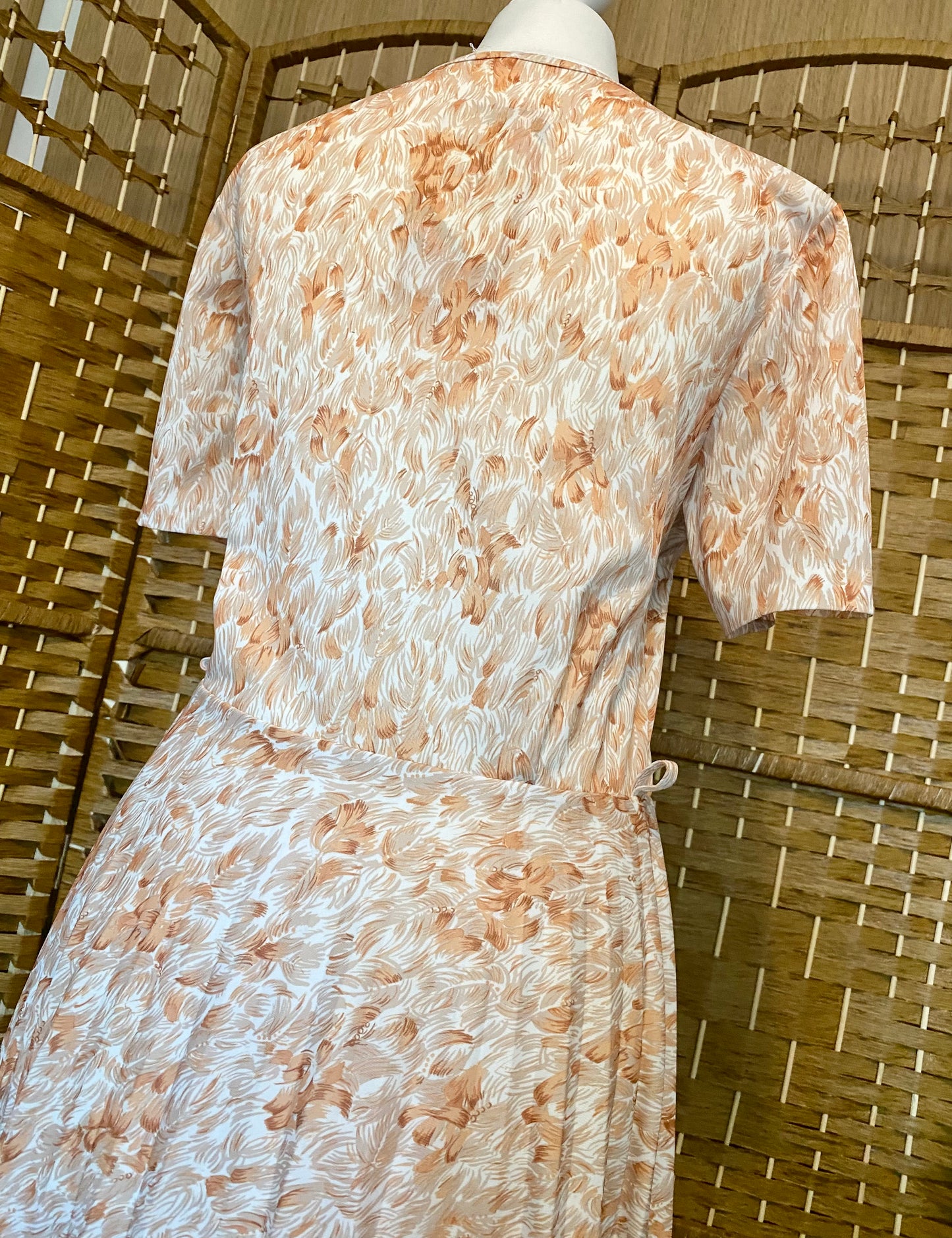 Cream/Brown Leaf Print Dress (UK 12)