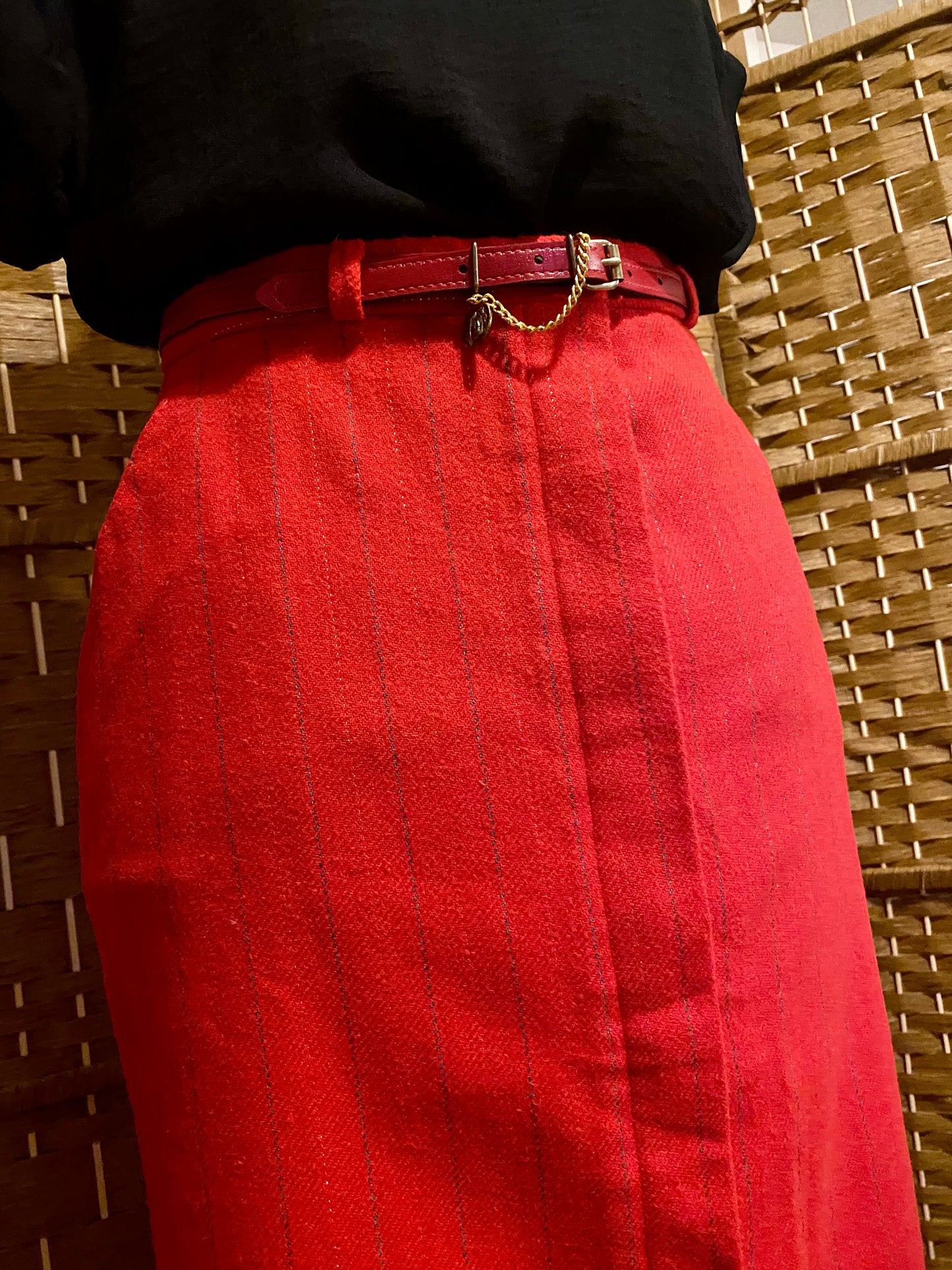 1980s Red Pencil Skirt (UK 6-8)