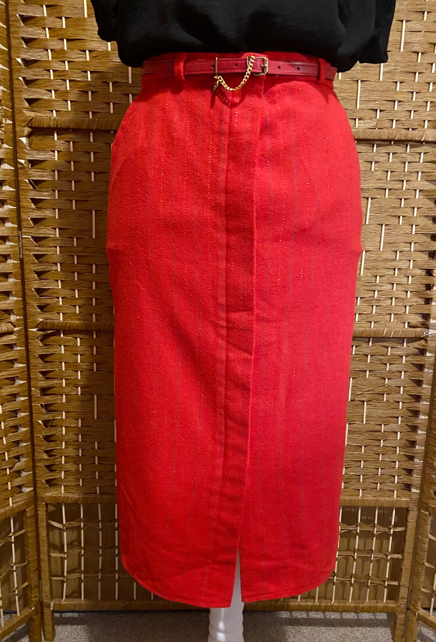 1980s Red Pencil Skirt (UK 6-8)