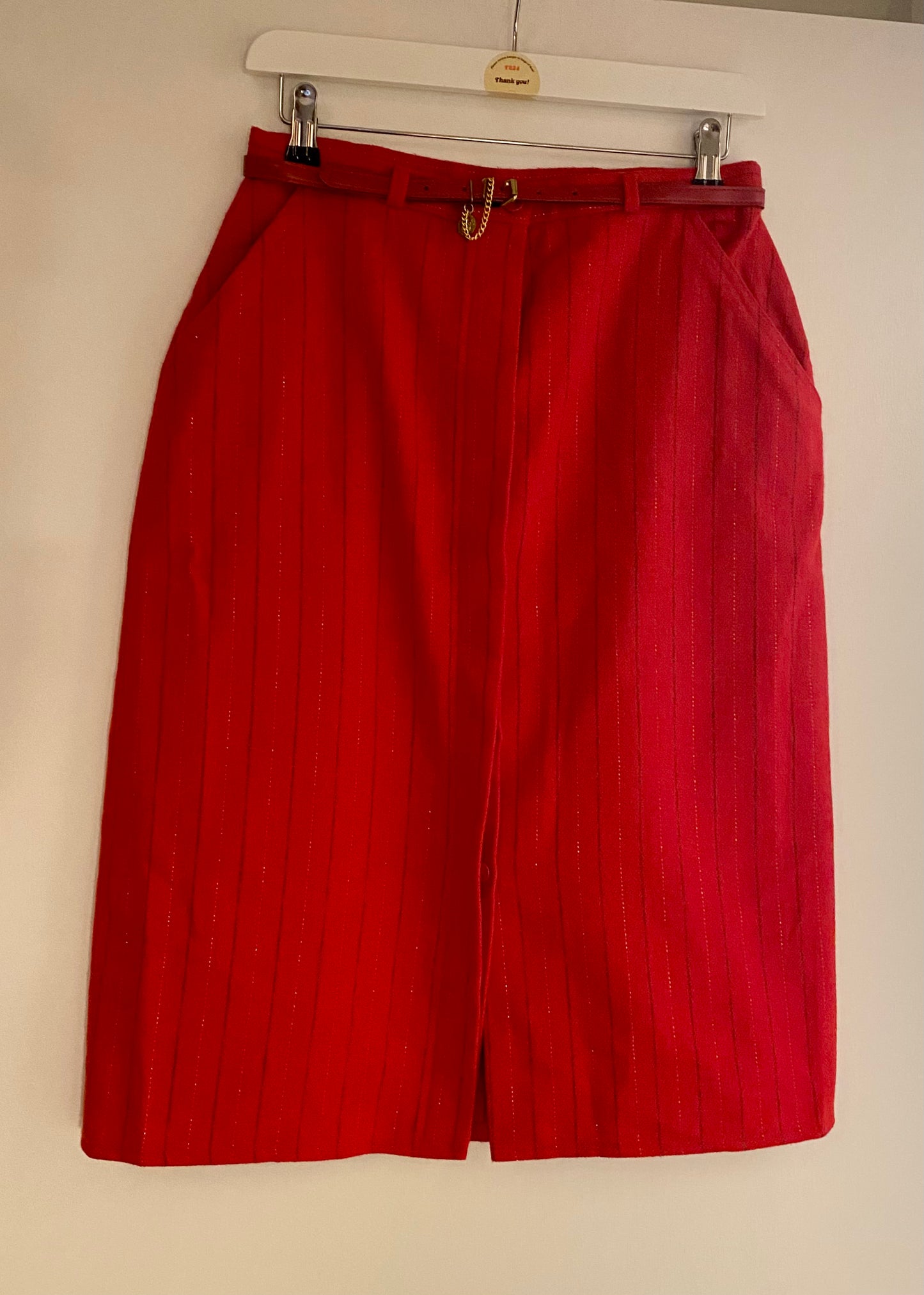 1980s Red Pencil Skirt (UK 6-8)