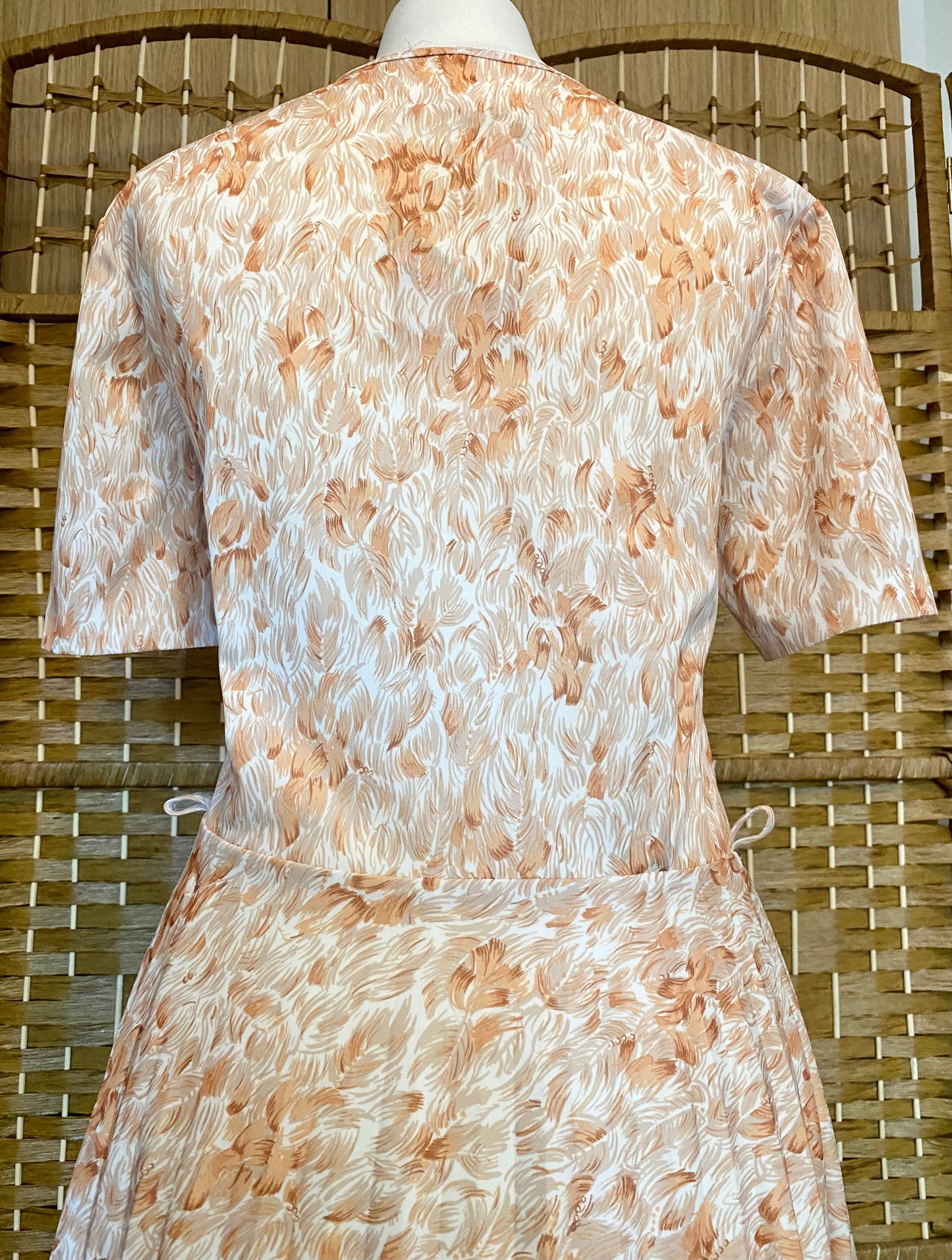 Cream/Brown Leaf Print Dress (UK 12)