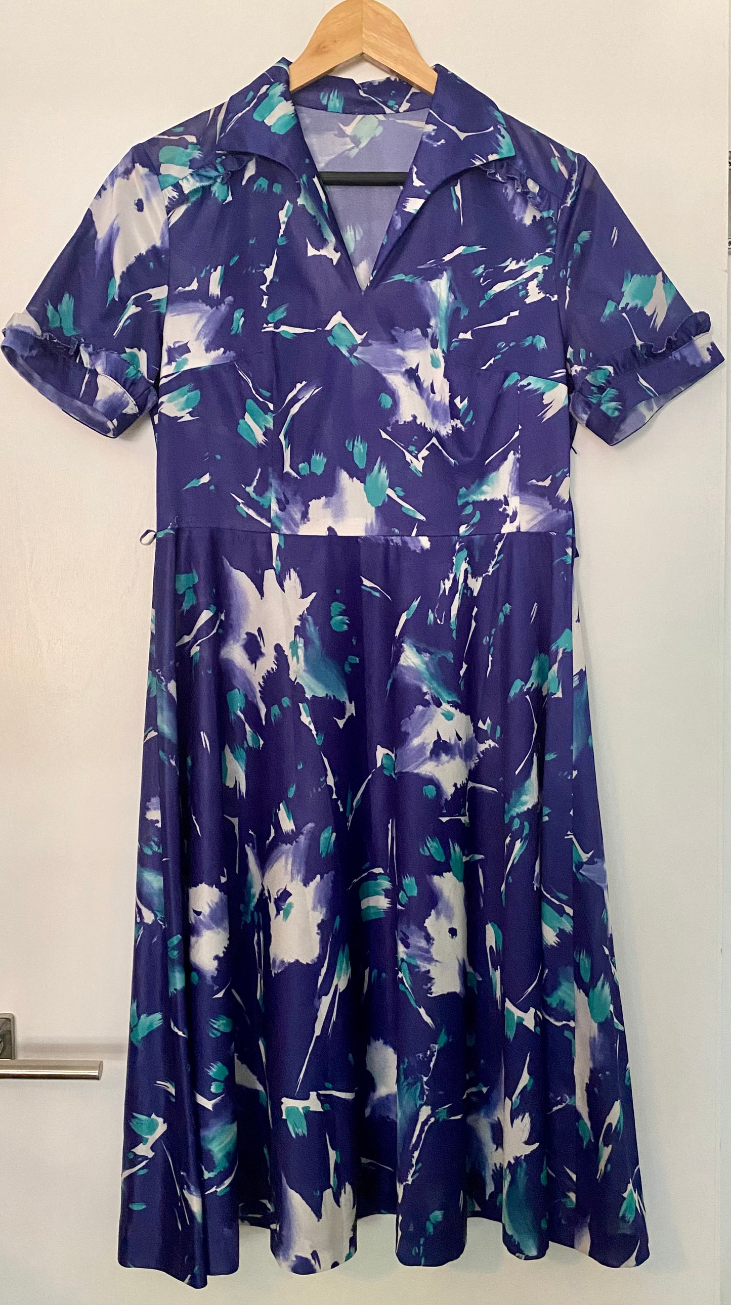 Blue/White/Green Midi-Dress (UK 12)