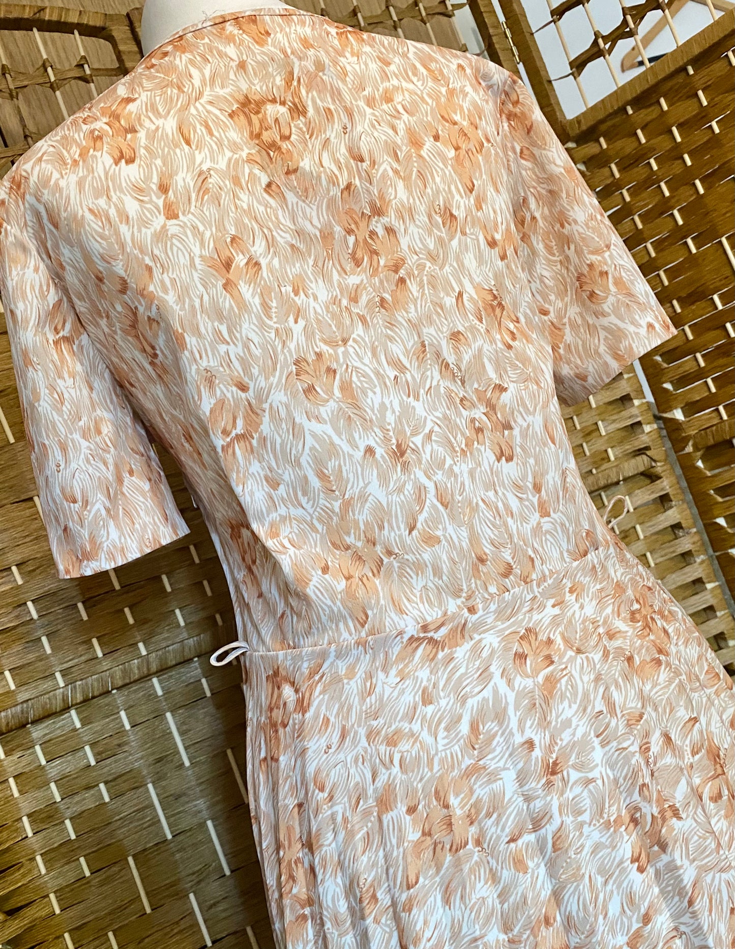 Cream/Brown Leaf Print Dress (UK 12)