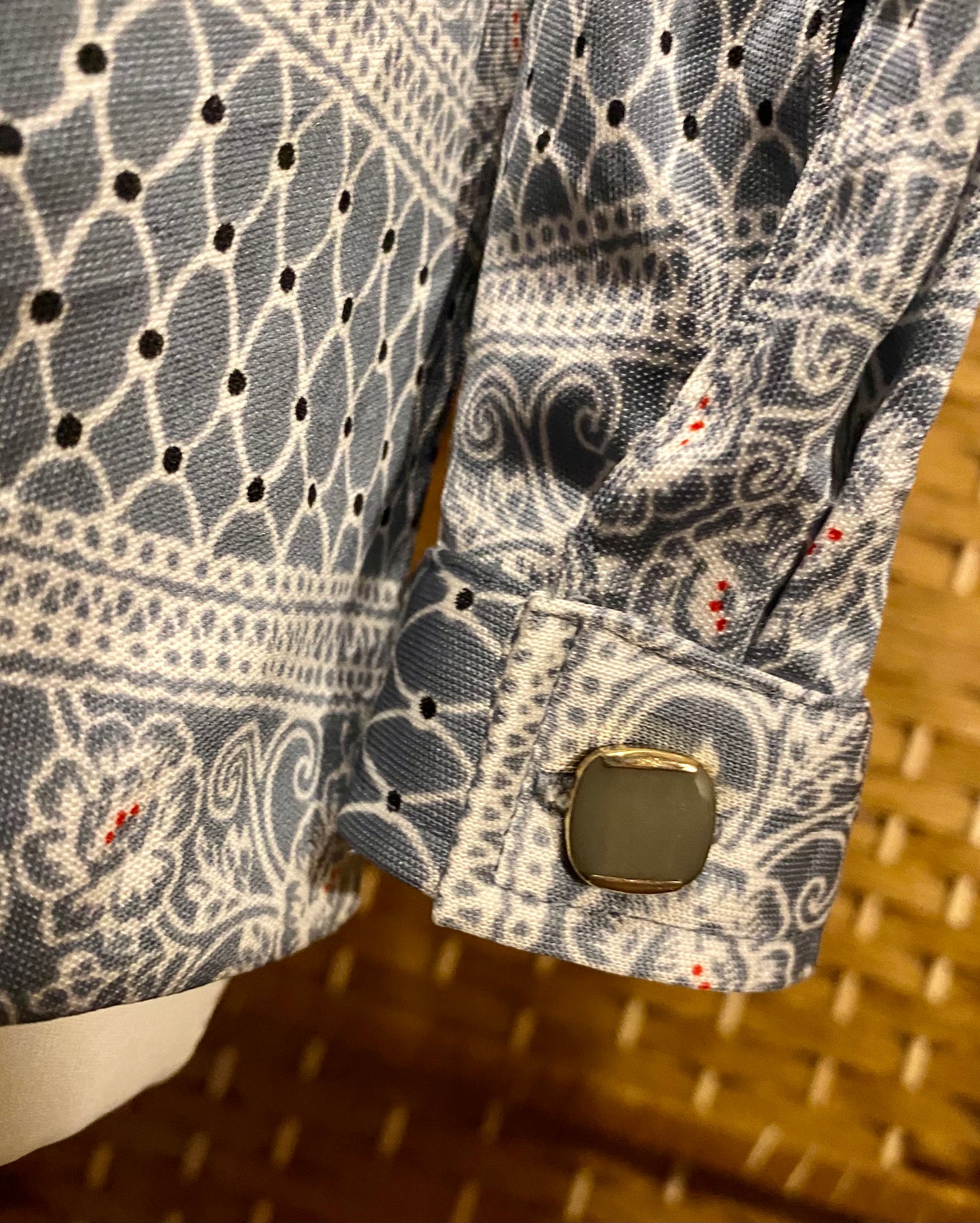 1970s Grey Geo-Print Shirt (UK 8)