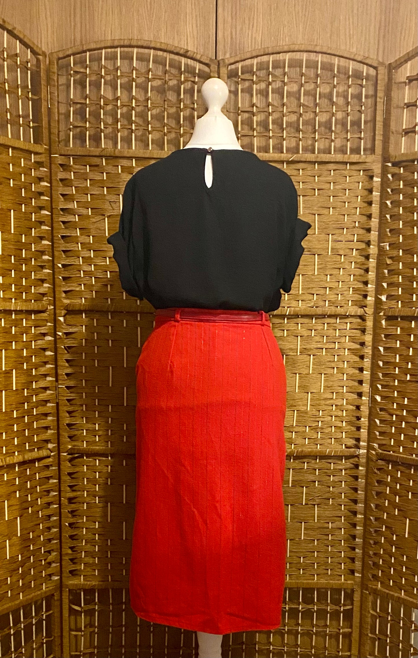 1980s Red Pencil Skirt (UK 6-8)