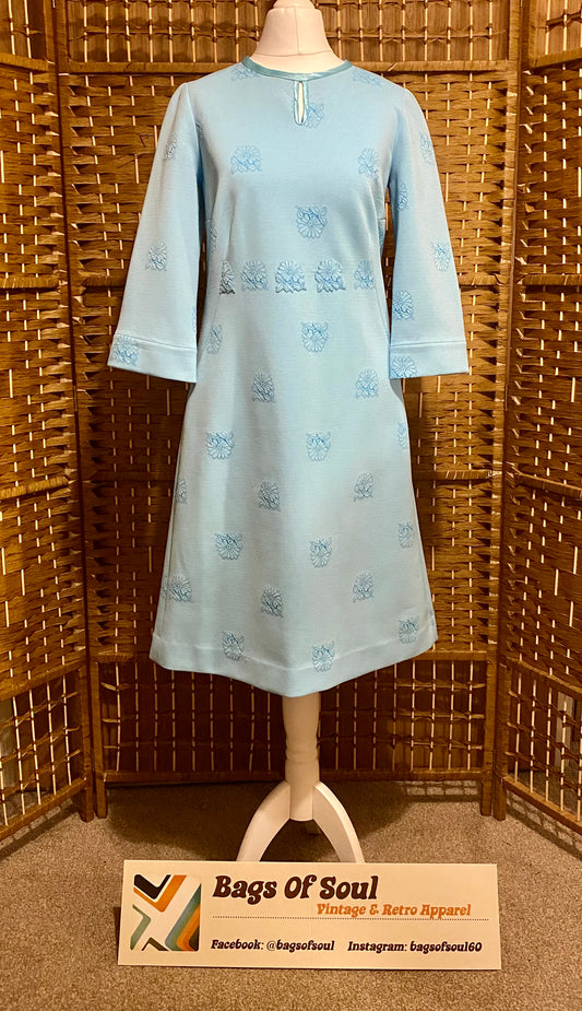 1960s Baby Blue Midi-Dress (UK 10)