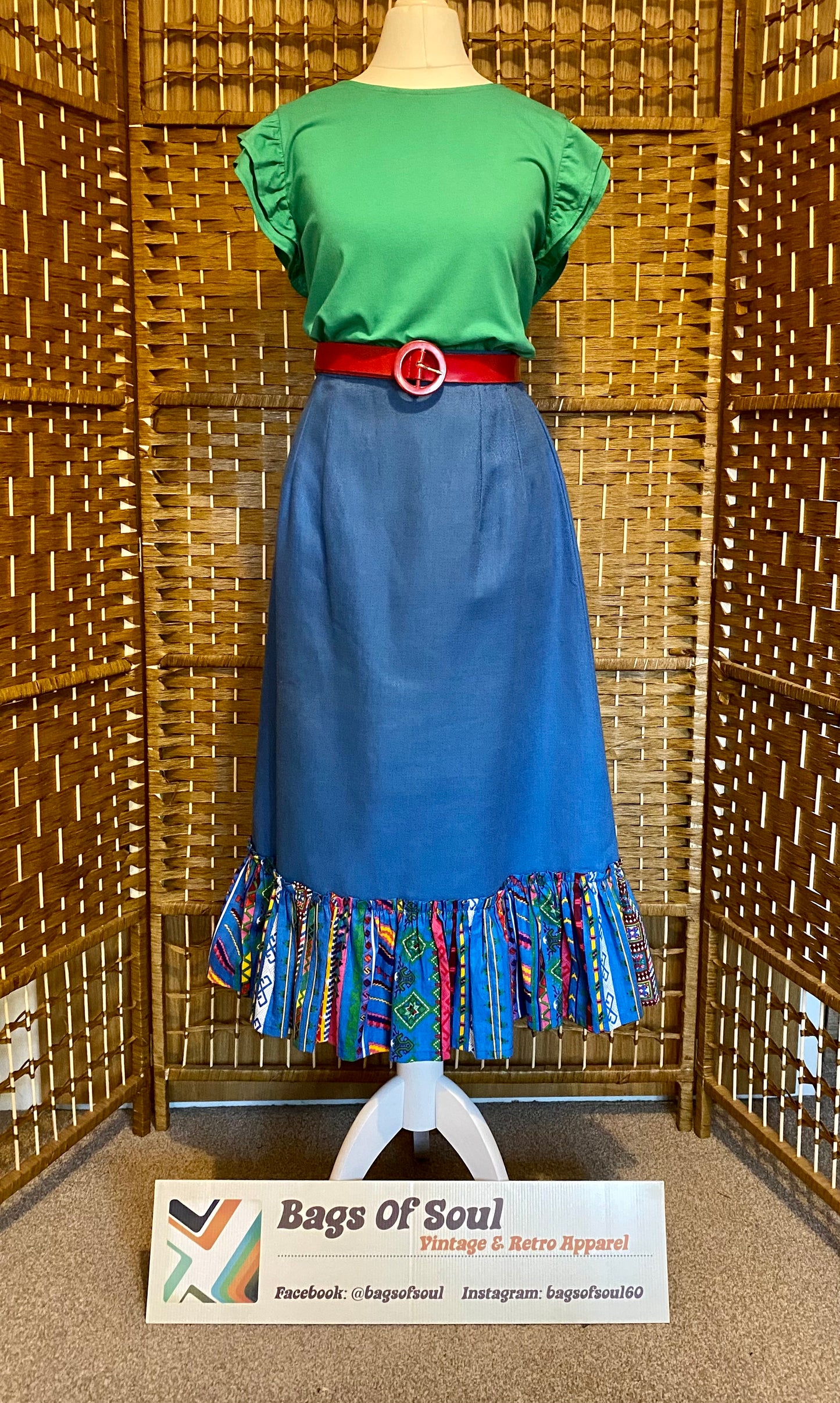 1970s ‘Peasant’ Style Midi-Skirt (UK 6-8)